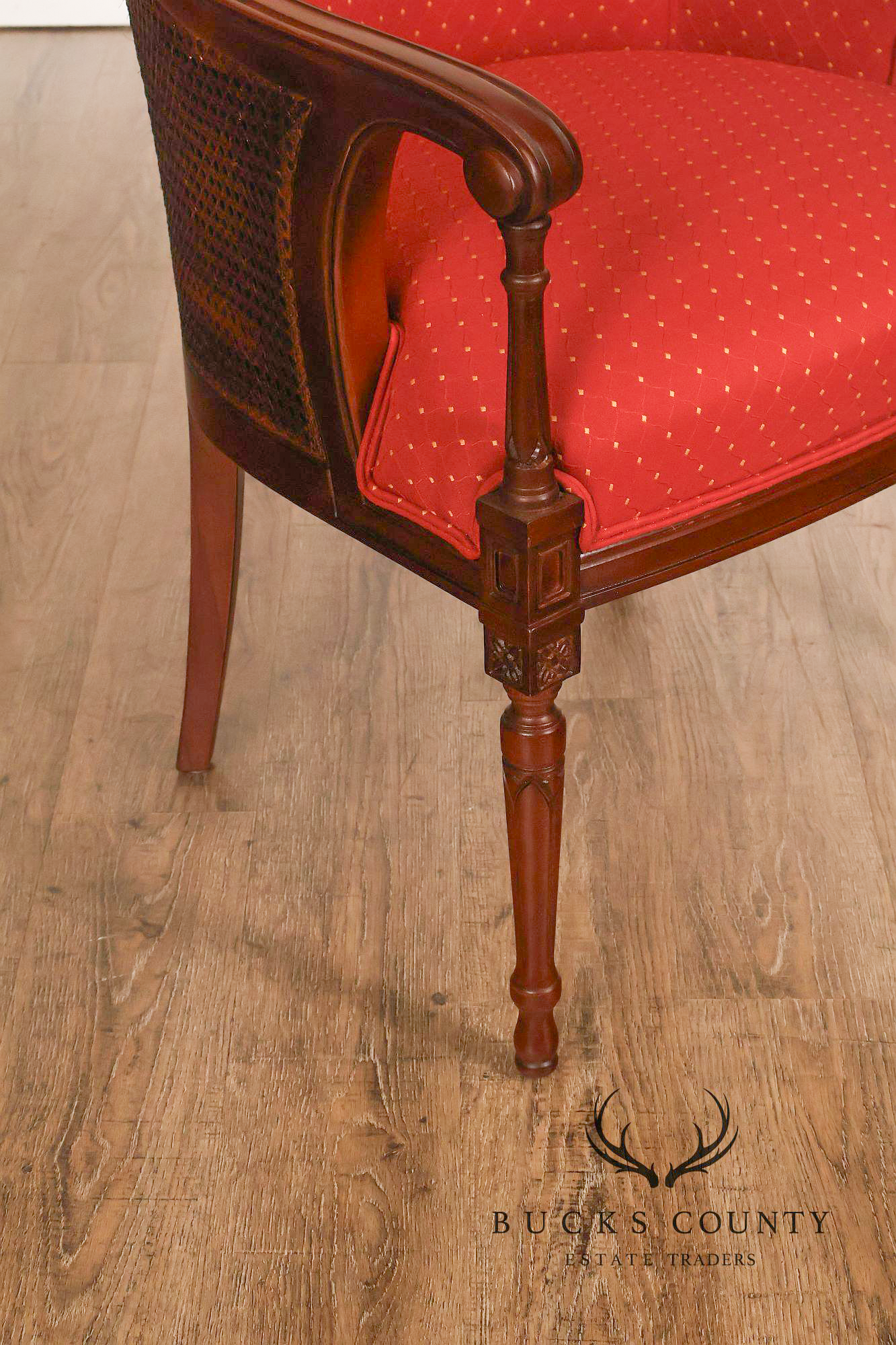 Bassett Federal Style Mahogany Cane Back Accent Chair