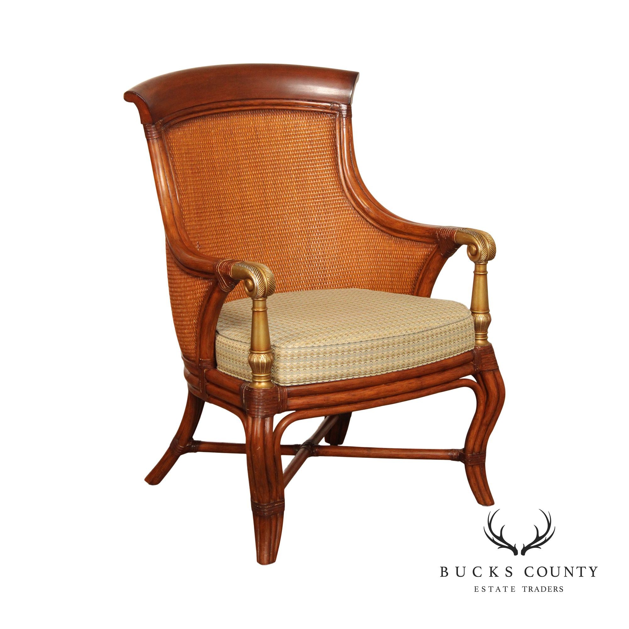 Ethan Allen British Colonial Style Rattan 'Bermuda' Armchair