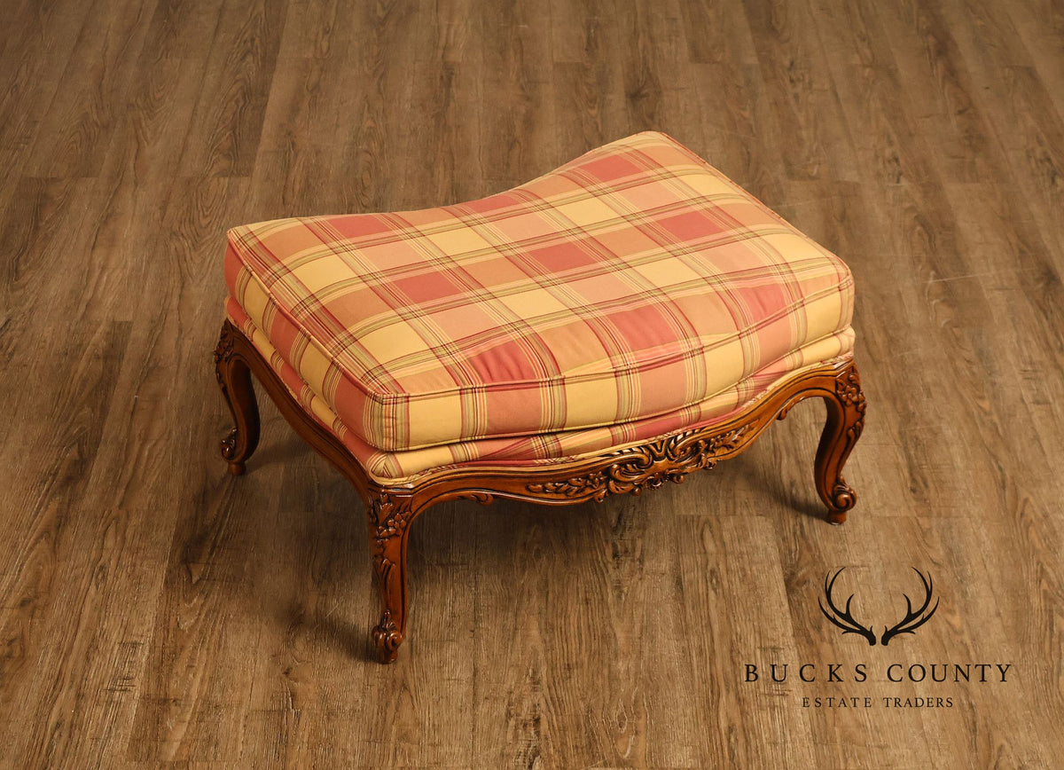 Sherrill Furniture French Louis XV Style Pair of Lounge Chairs with Ottomans
