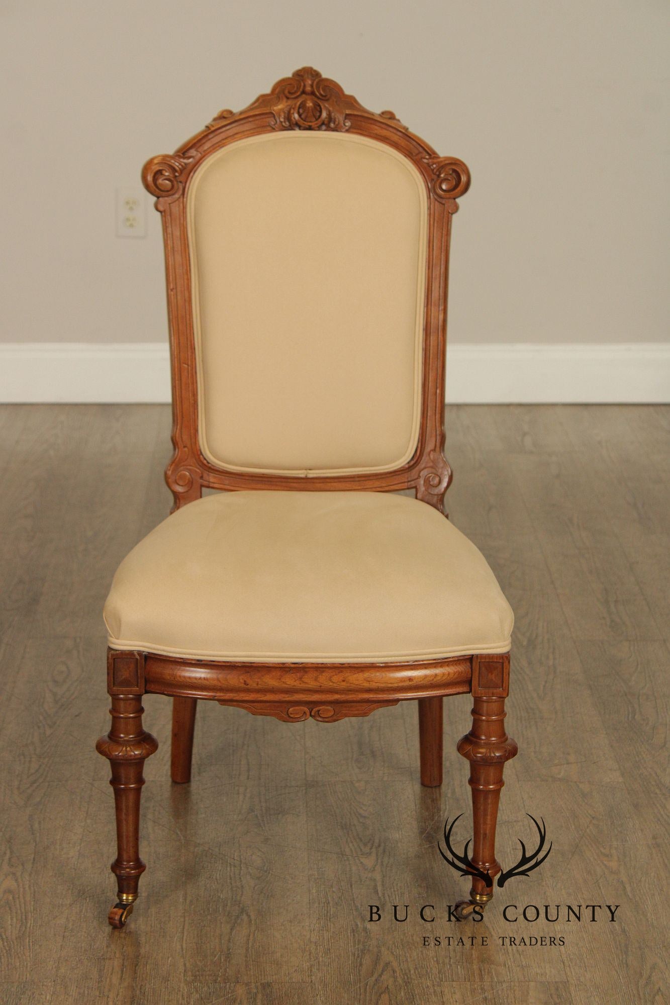 Antique Victorian Pair of Walnut Parlor Side Chairs