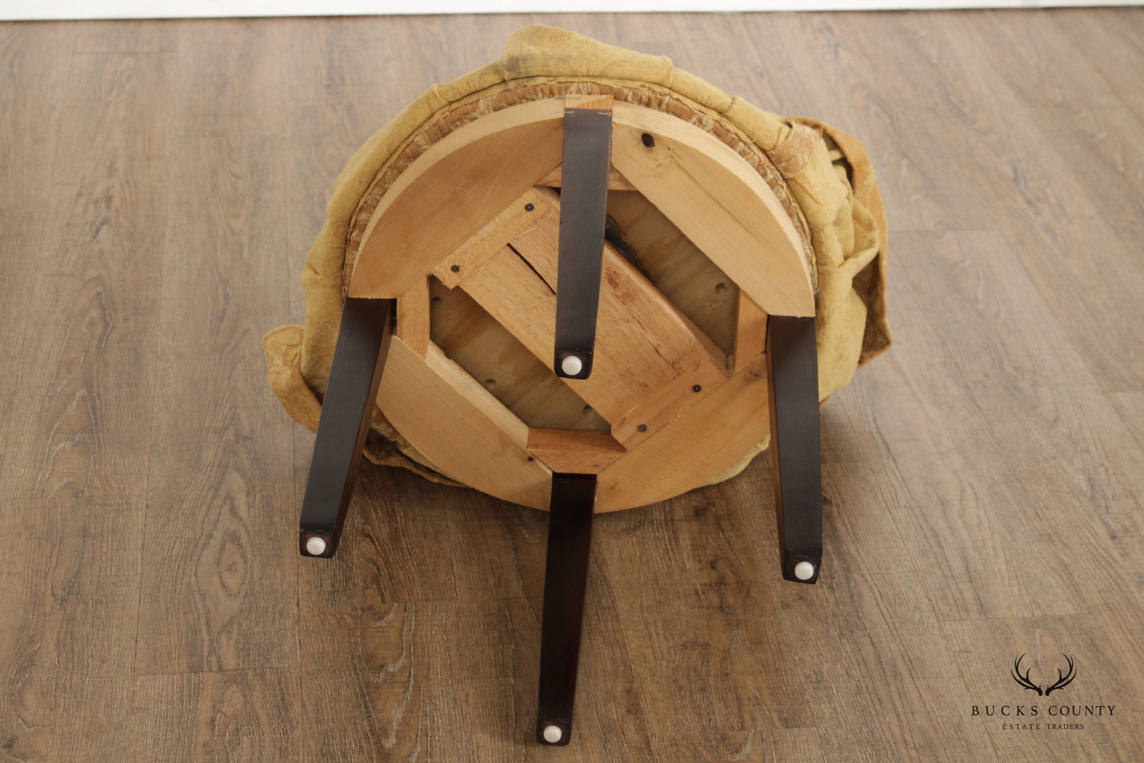 Traditional Custom Upholstered Round Vanity Stool