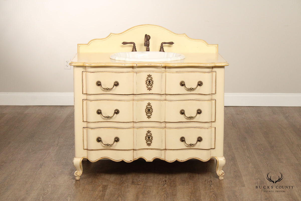 French Country Style Painted Single Sink Vanity Dresser
