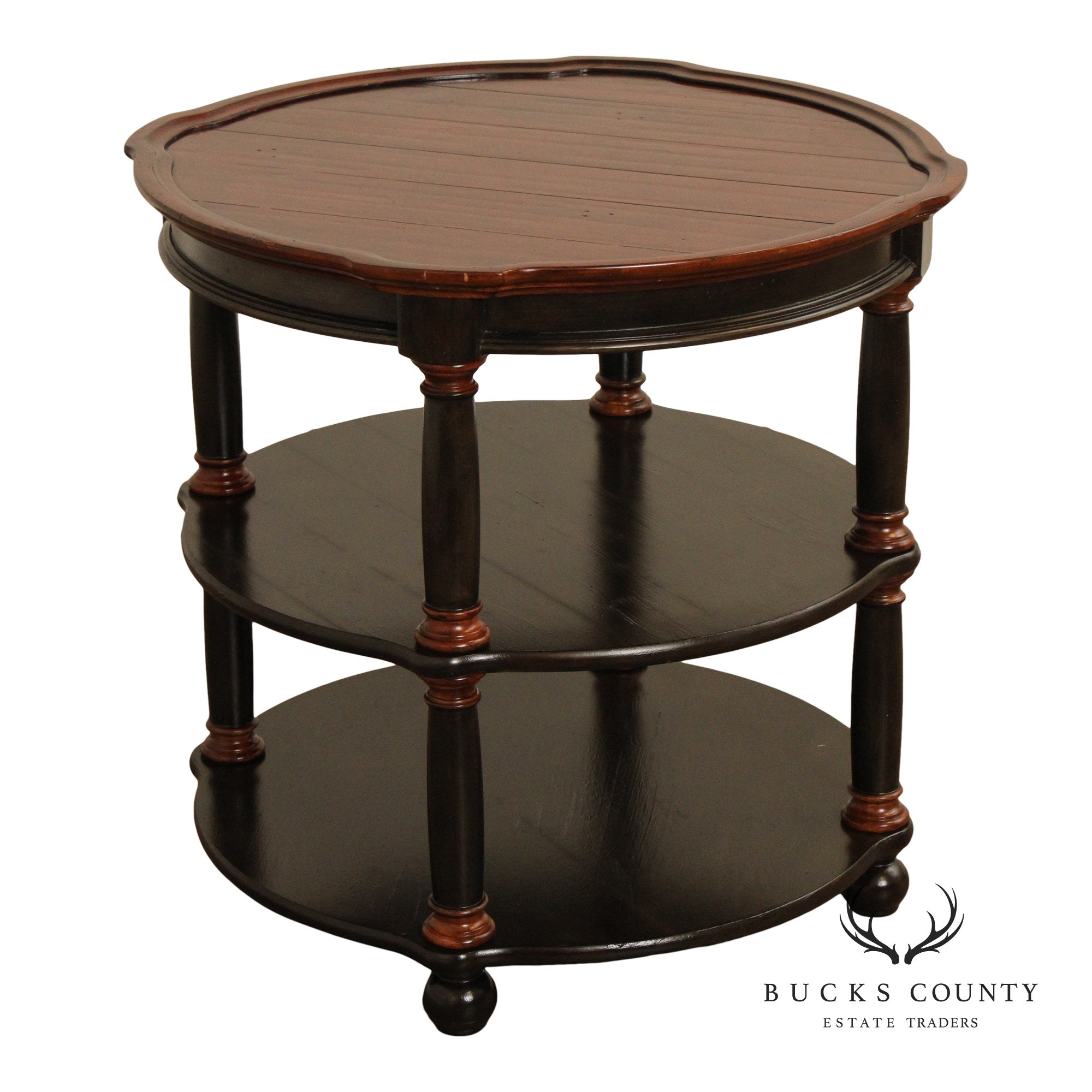 Hekman Round Two-Tone Three-Tier Library Side Table