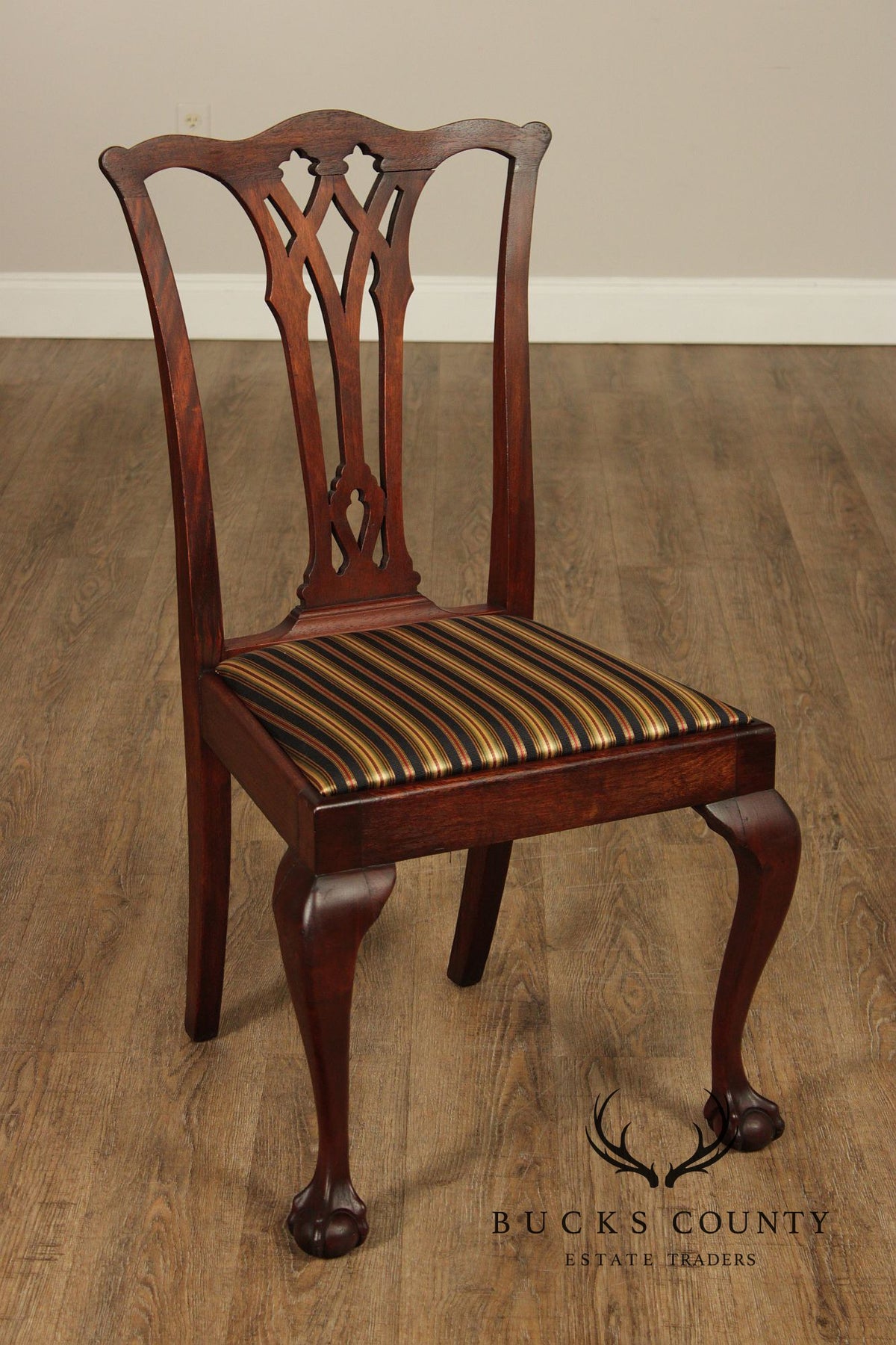 Vintage Chippendale Style Set Of Six Mahogany Dining Chairs