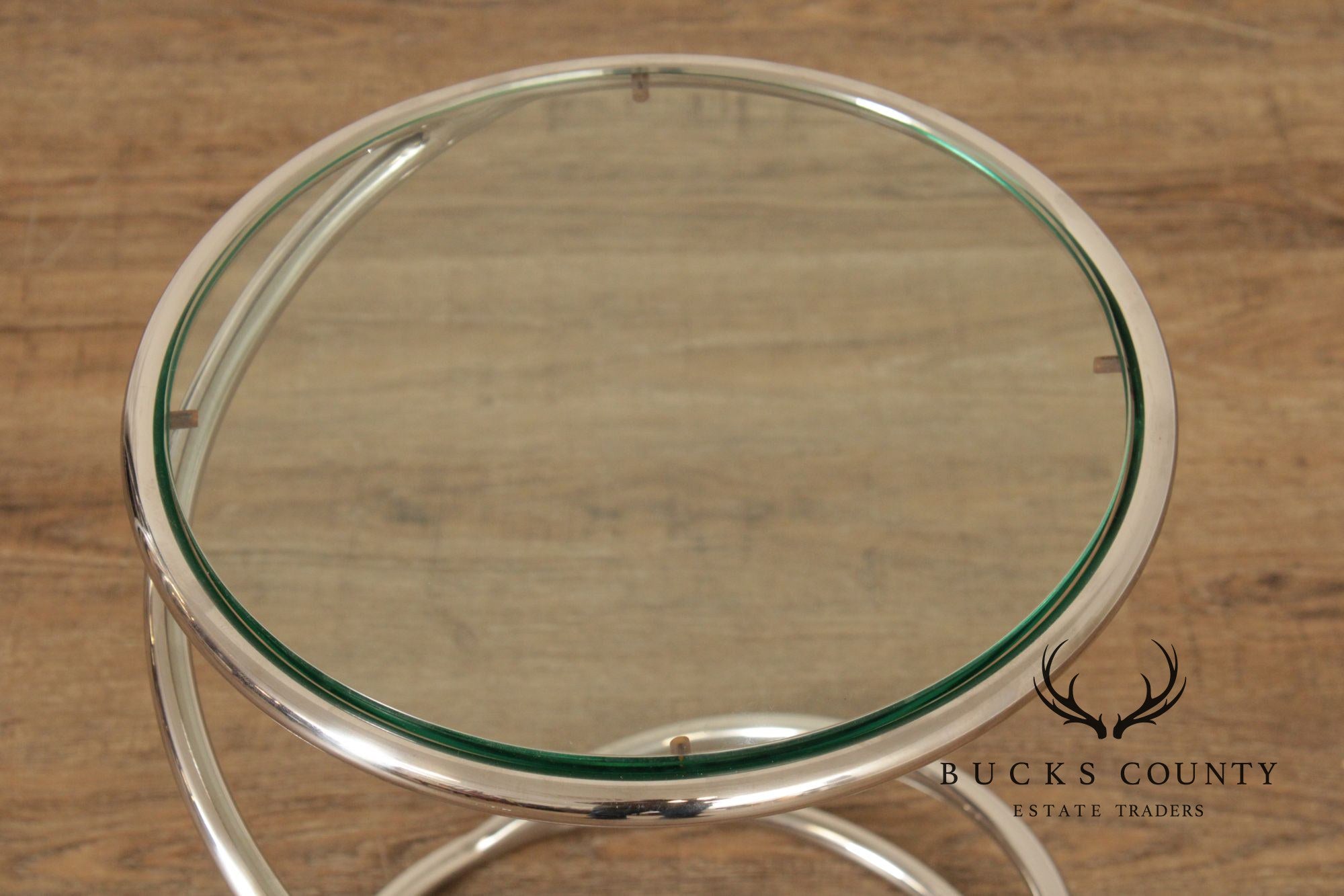 Pace Collection Modern Glass Top Spiral Side Table
