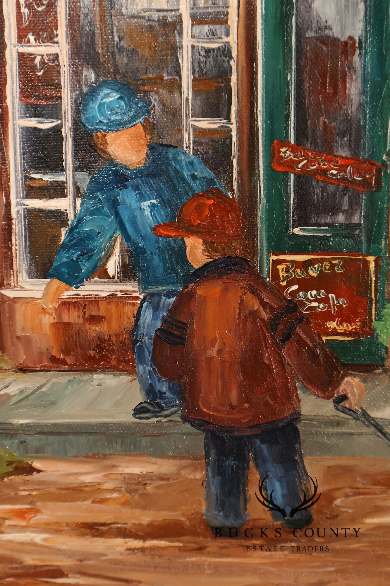 Aline Brochu Oil Painting, 'Rendez-Vous à L'Epicerie'