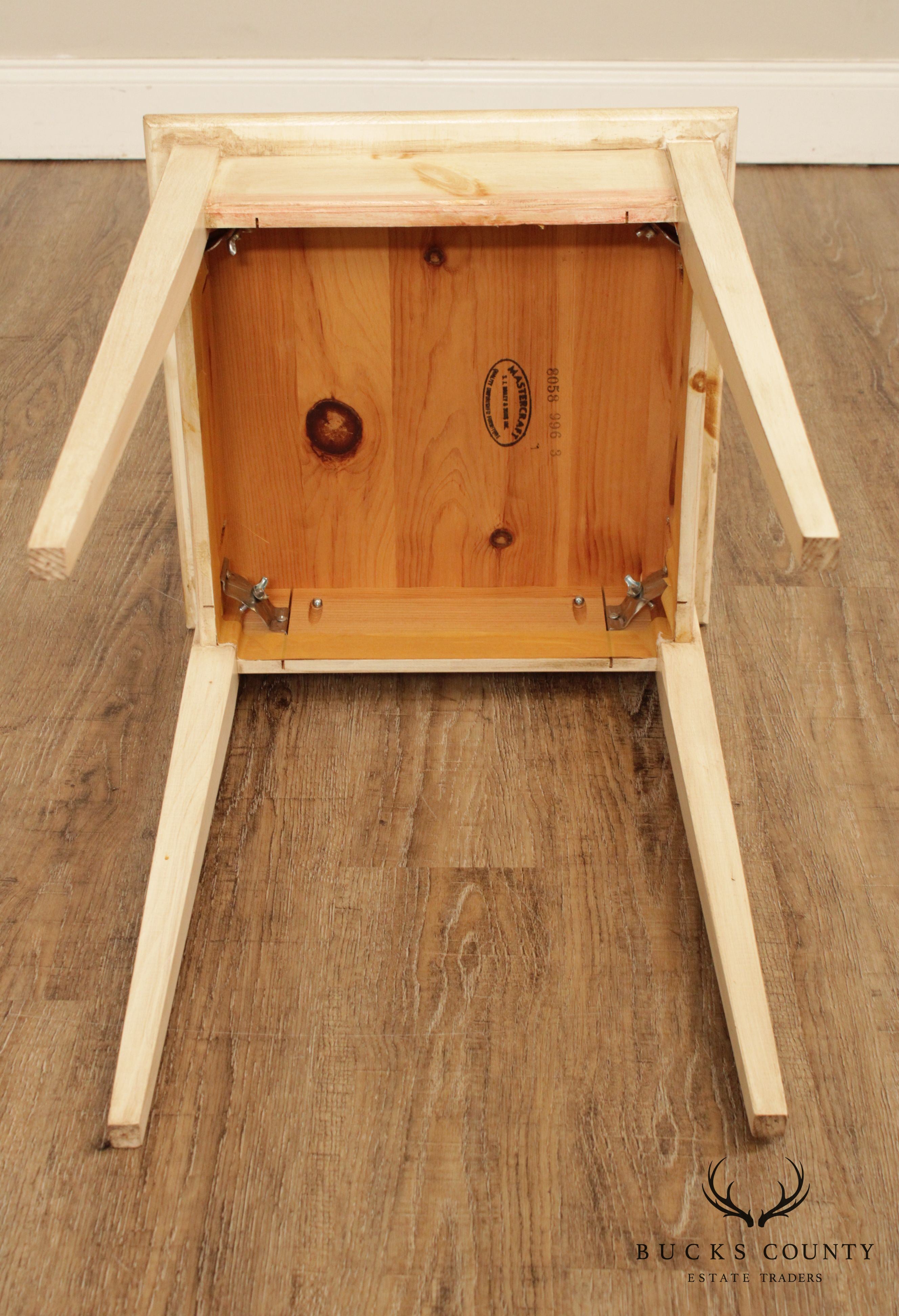 Mastercraft Floral Hand Painted Square Pine Side Table