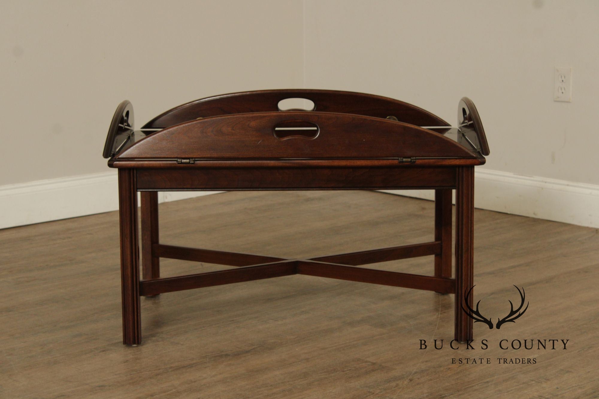 Ethan Allen Georgian Court Collection Chippendale Style Cherry Butler's Tray Coffee Table