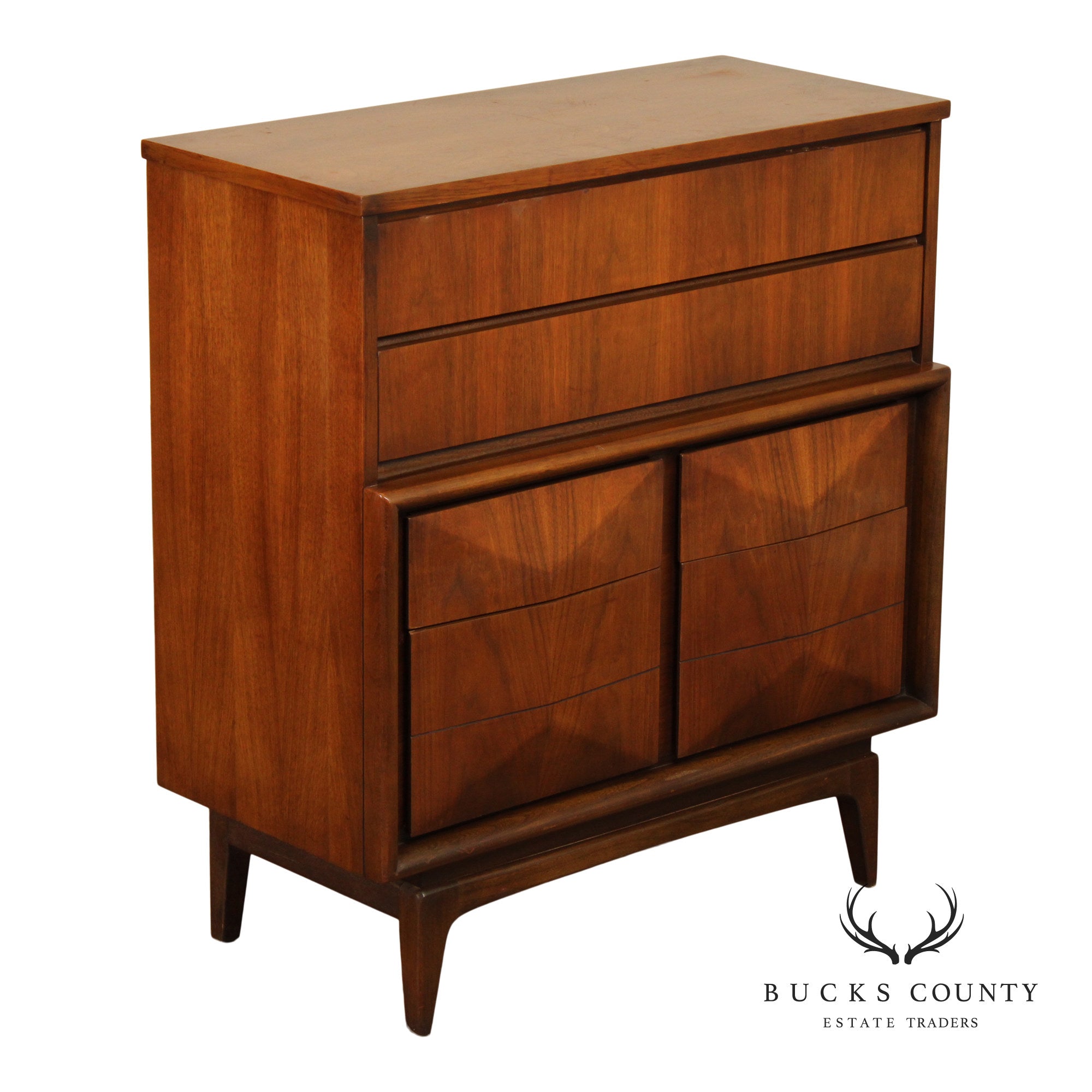 United Furniture Mid Century Modern Walnut High Chest