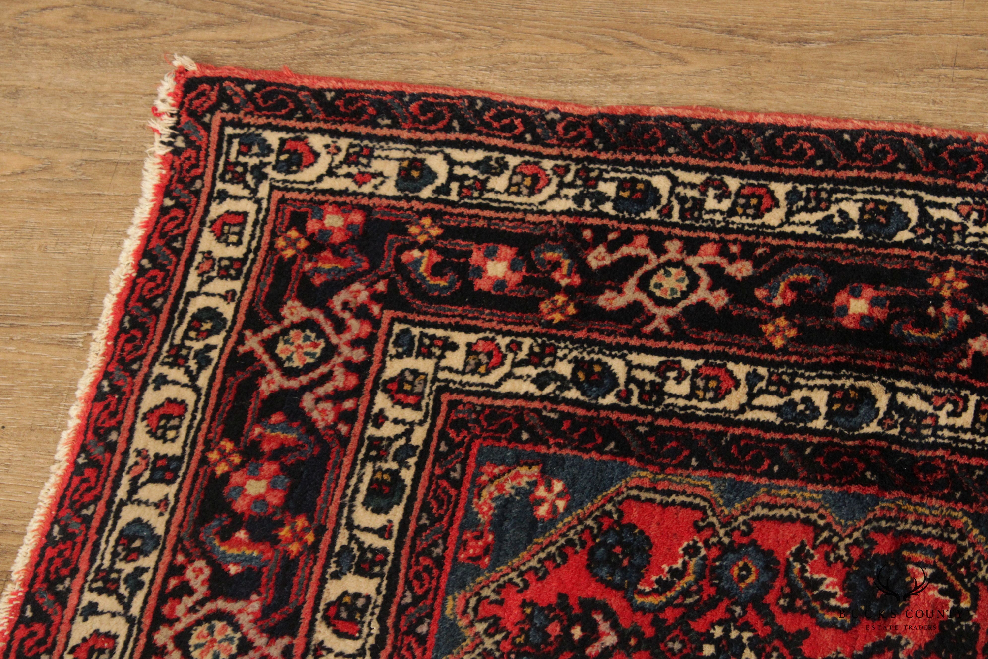Persian Baluchi Tribal Wool Area Rug With Red Field, 6' x 4'