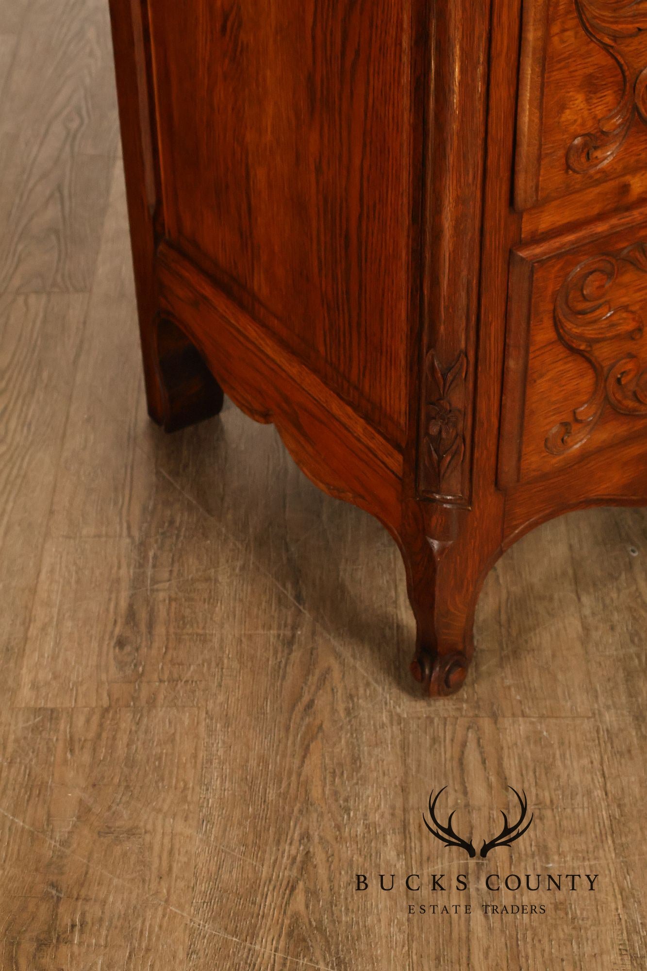 French Louis XV Style Carved Oak Chest Of Drawers
