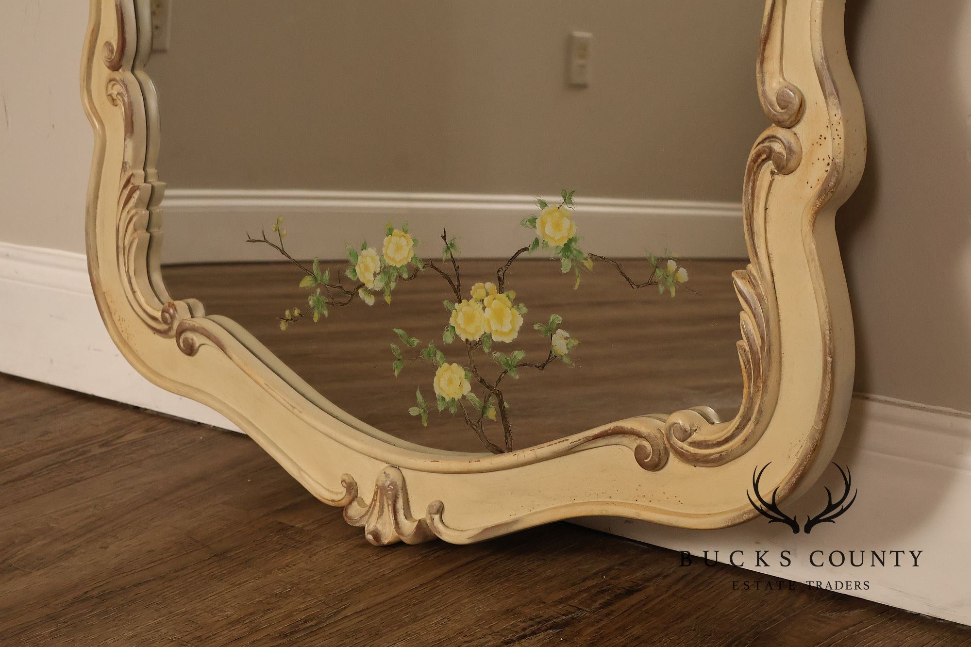 French Provincial Style Paint Decorated Wall Mirror
