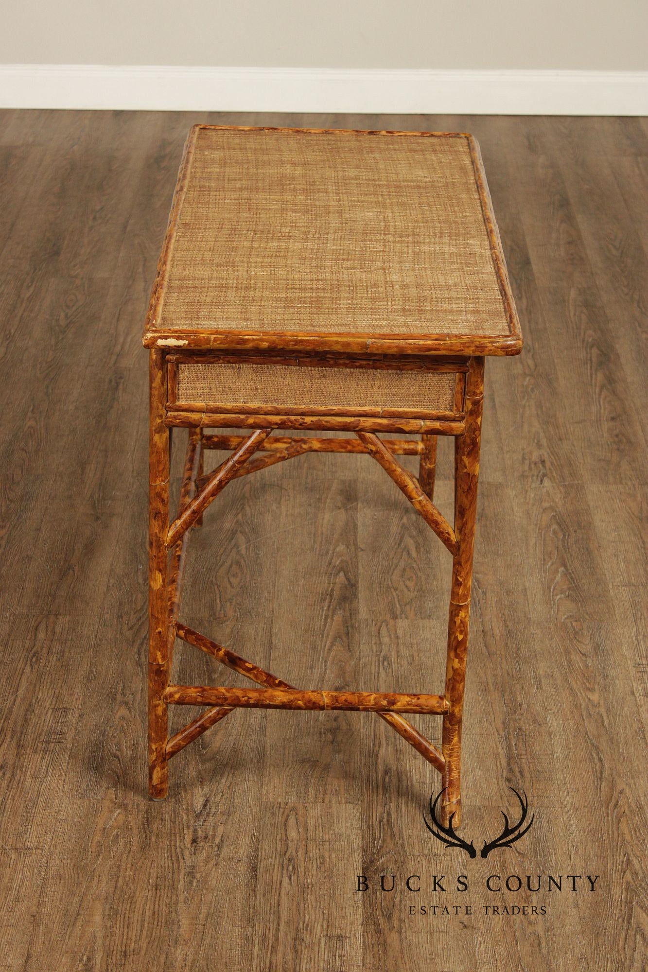 Vintage Bamboo And Rattan Writing Desk