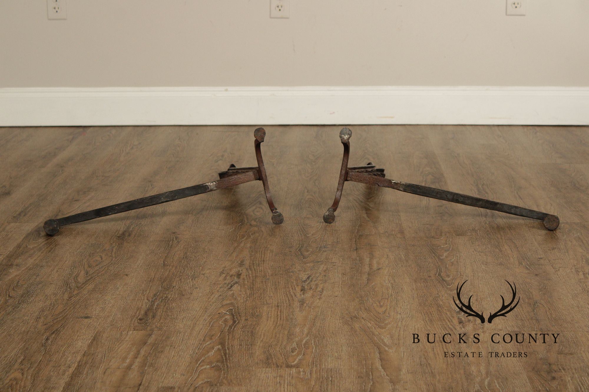 Antique Pair of Fireplace Hand Forged Andirons