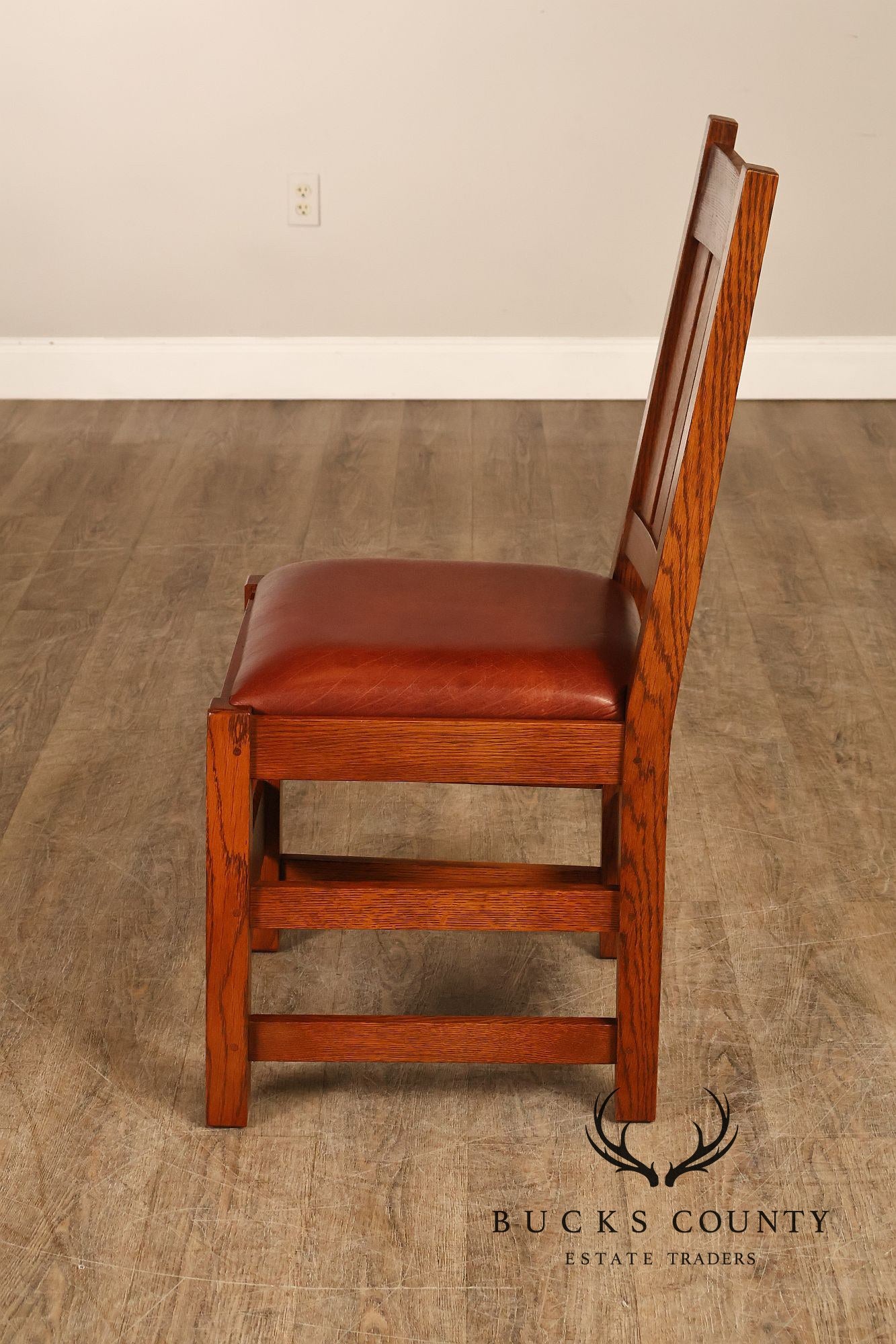 Stickley Mission Collection Set of Six Oak and Leather Dining Chairs