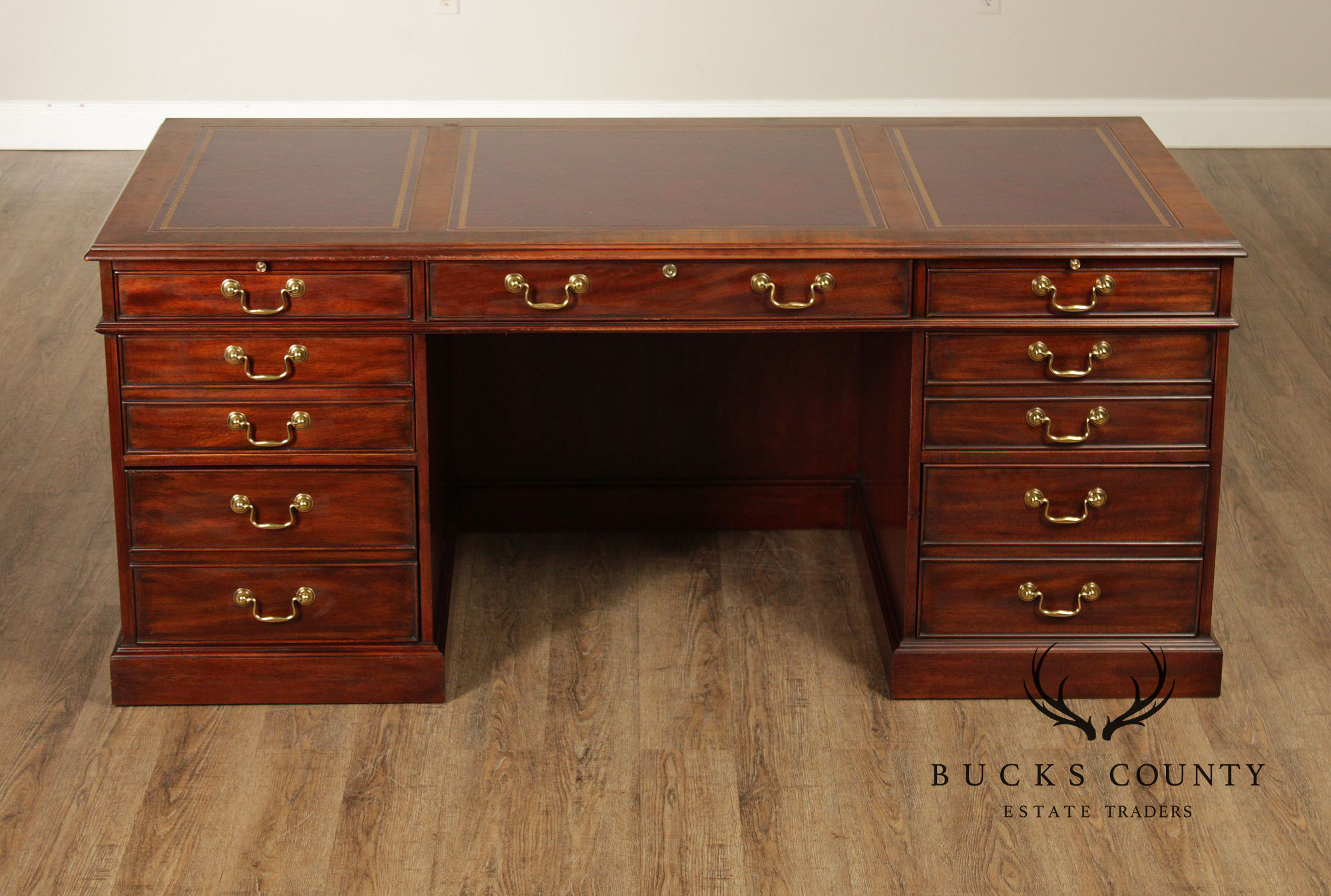 Henkel Moore Henkel Harris Mahogany Leather Top Executive Desk