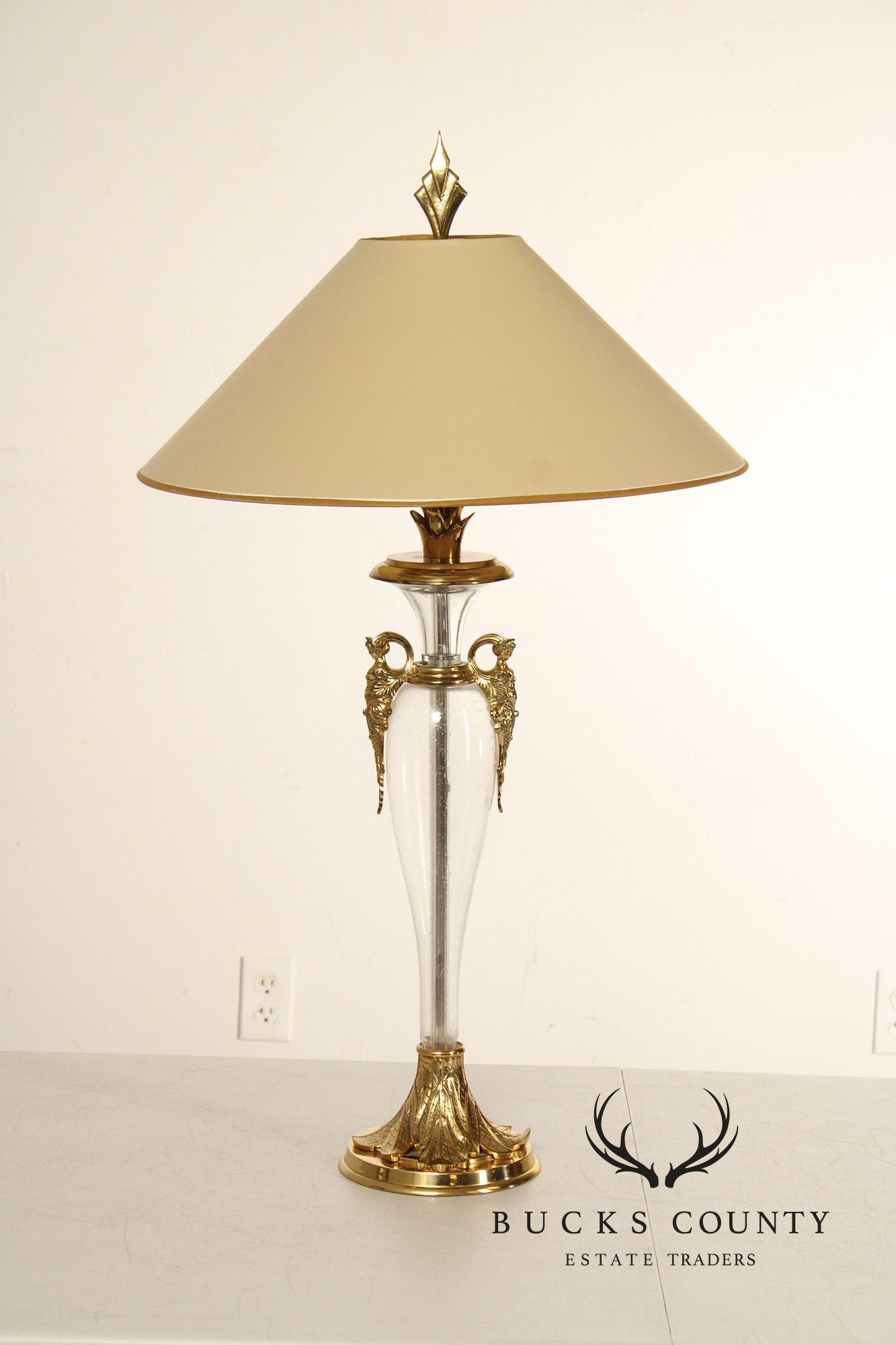 Chapman Pair of Brass and Glass Table Lamps