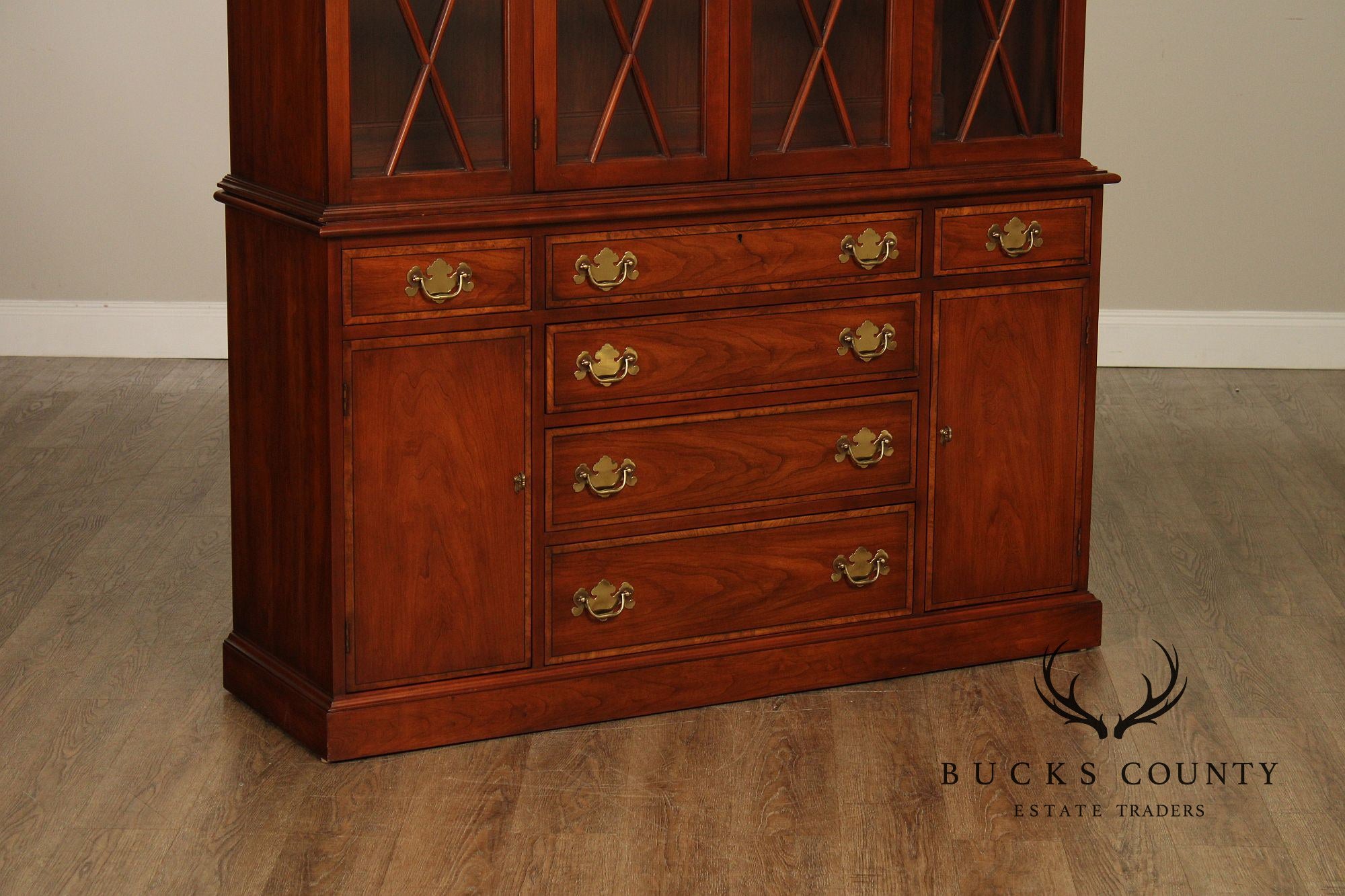 Henkel Harris Cherry Breakfront China Cabinet