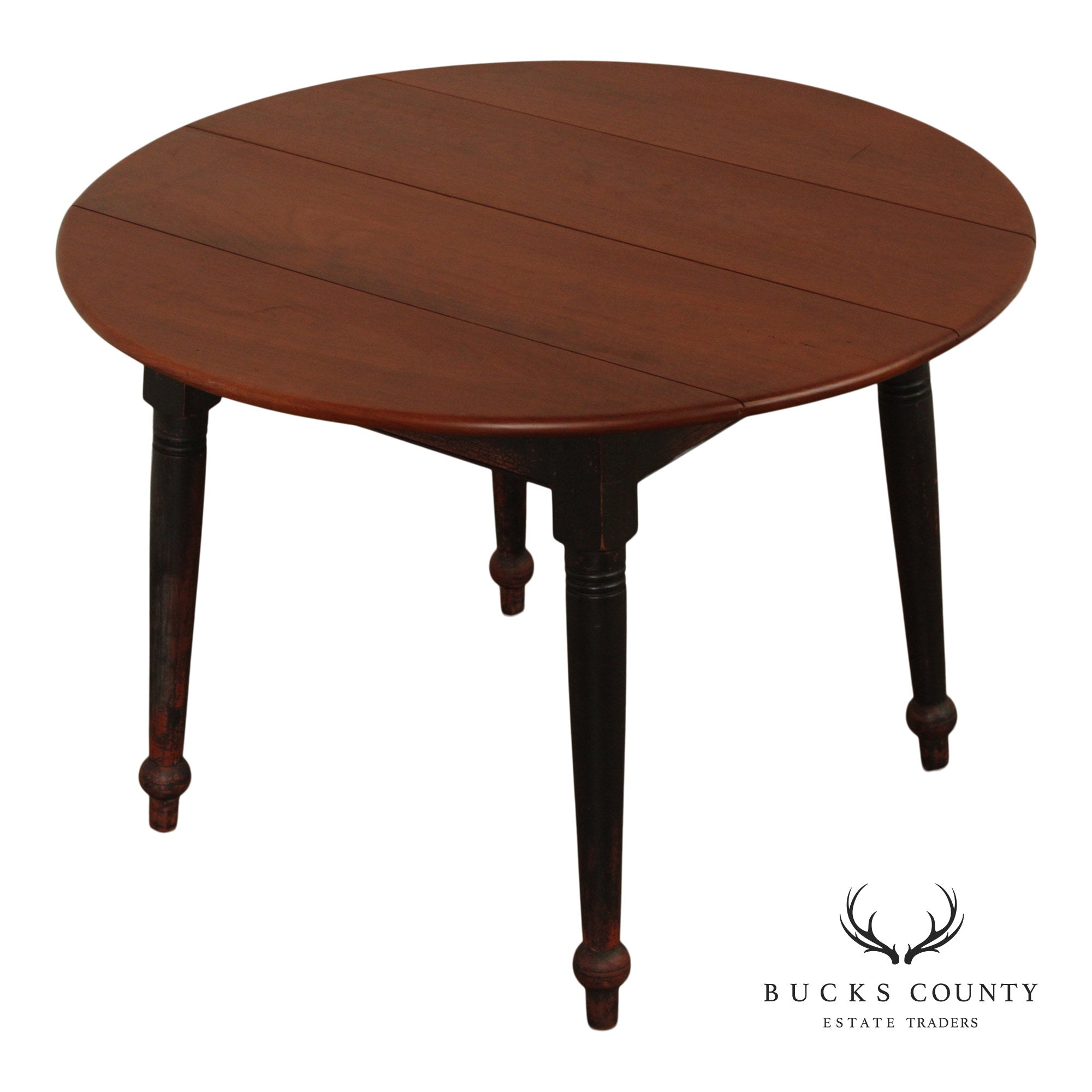 Primitive Farmhouse Style Round Plank Top Dining Table