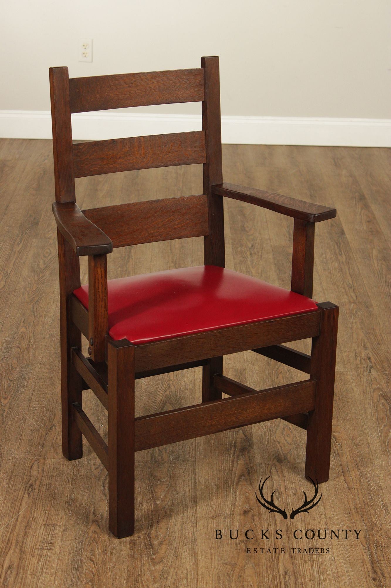 Antique Stickley Brothers Mission Oak Set Of 8 Ladder Back Dining Chairs