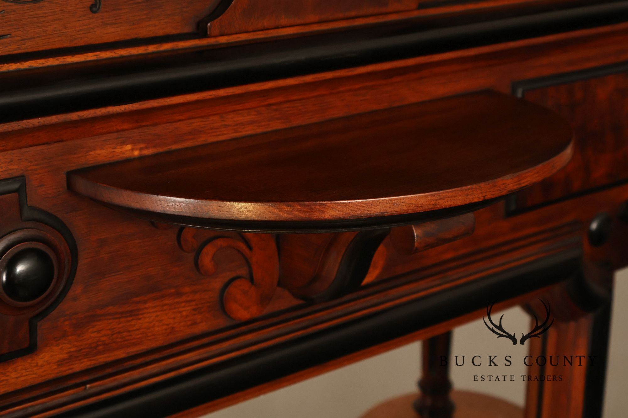 Antique American Renaissance Revival Walnut Mirrored Etagere Hall Tree