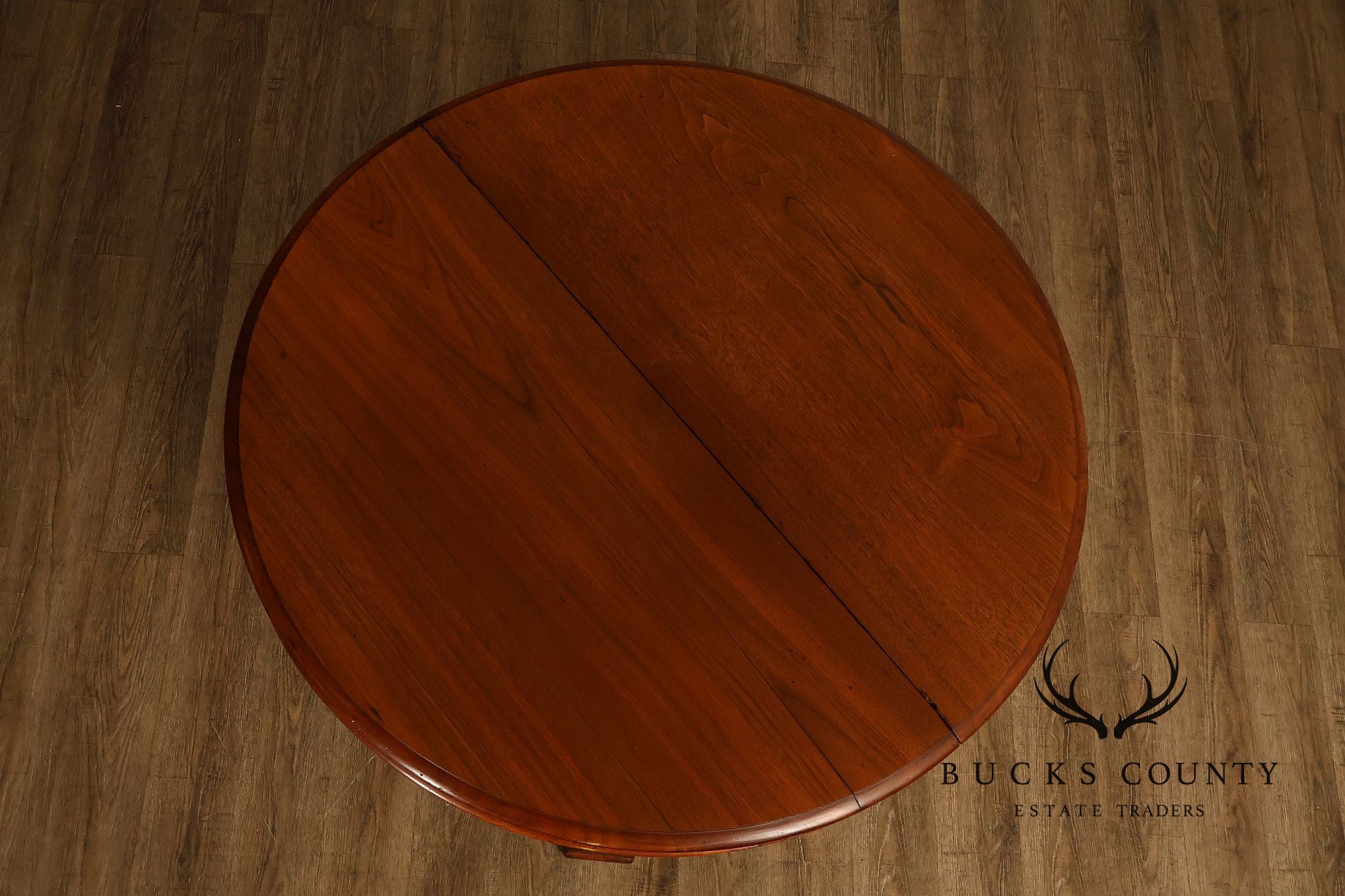 Antique Victorian Renaissance Revival Round Walnut Split Pedestal Extension Dining Table