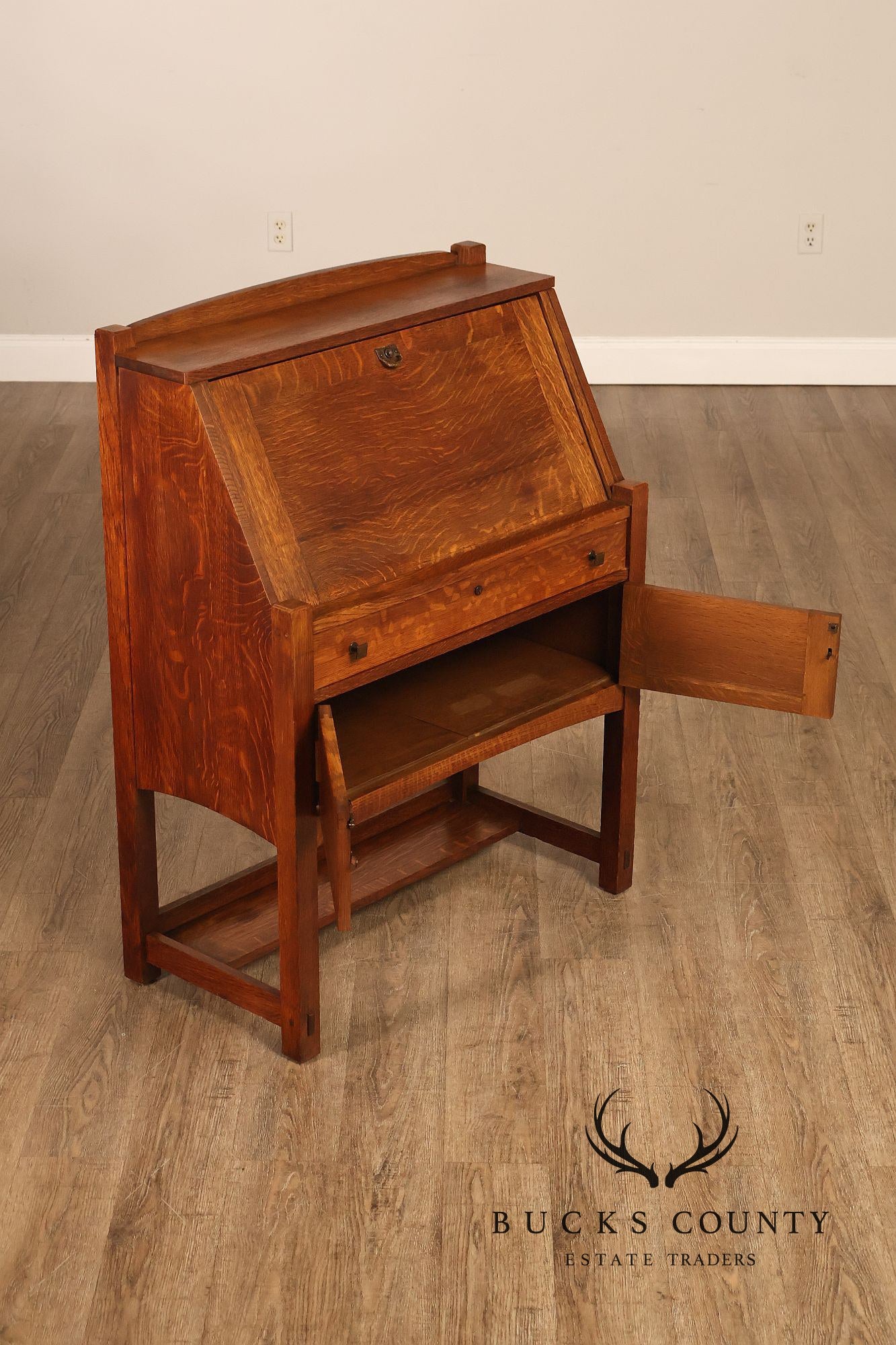 Limbert Arts And Crafts Antique Oak Slant Drop Front Writing Desk