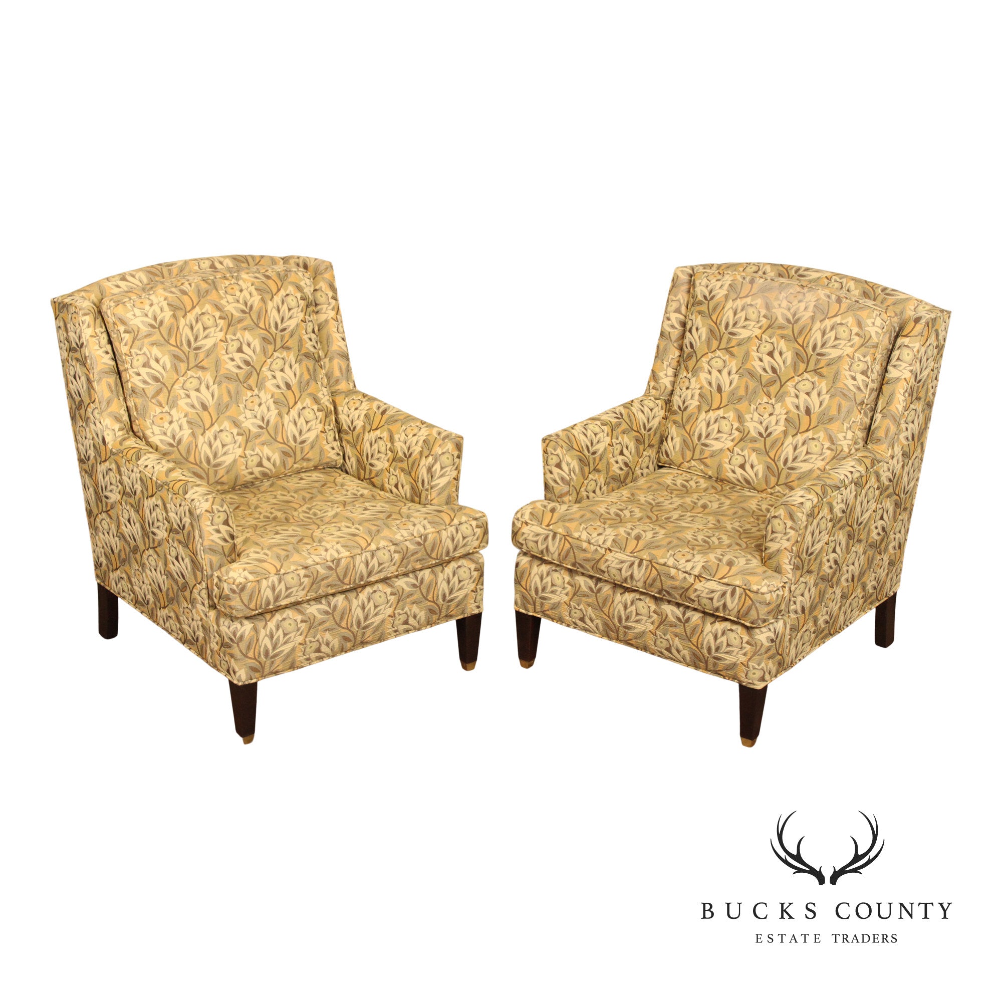 Vintage Pair of Upholstered Lounge Armchairs