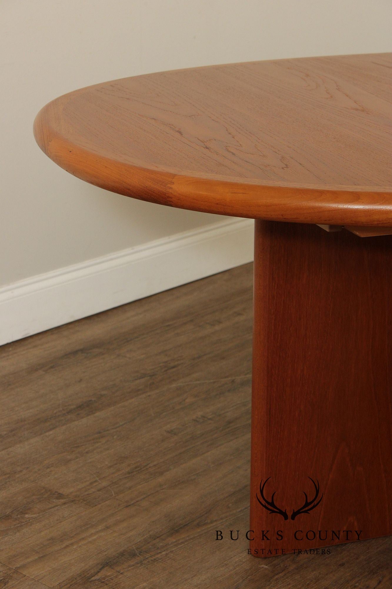 Ansager Møbler Danish Teak Pedestal Dining Table With Two Leaves