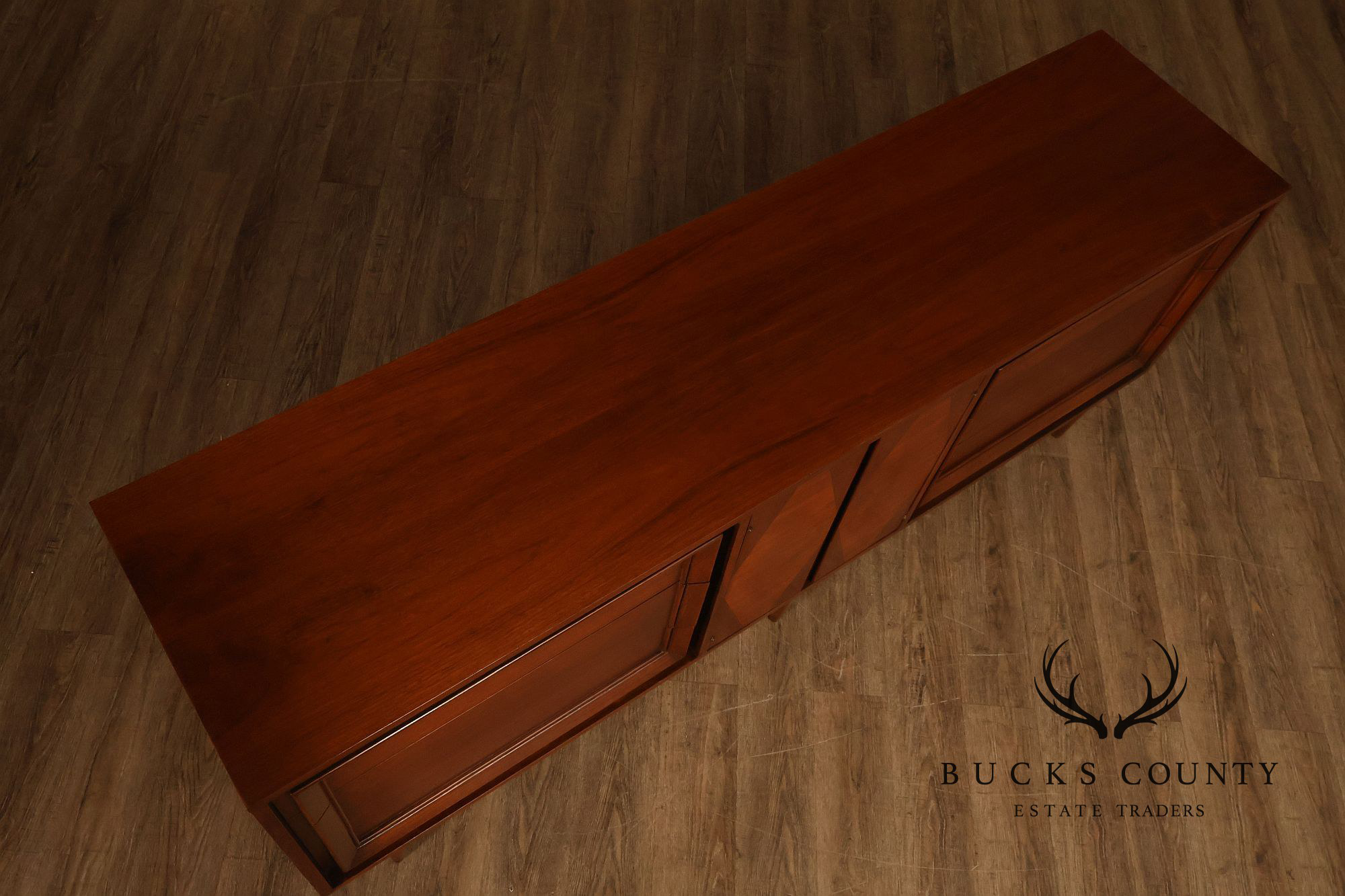Basic Witz Mid Century Modern Walnut Triple Dresser