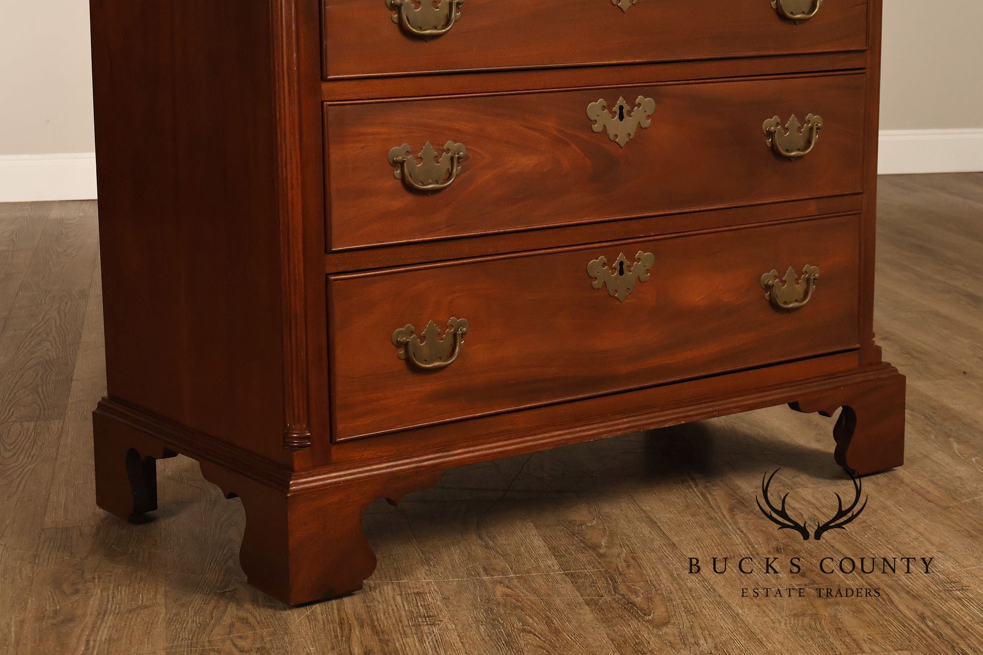 Custom Made 4 Drawer Mahogany Chippendale Style Chest of Drawers