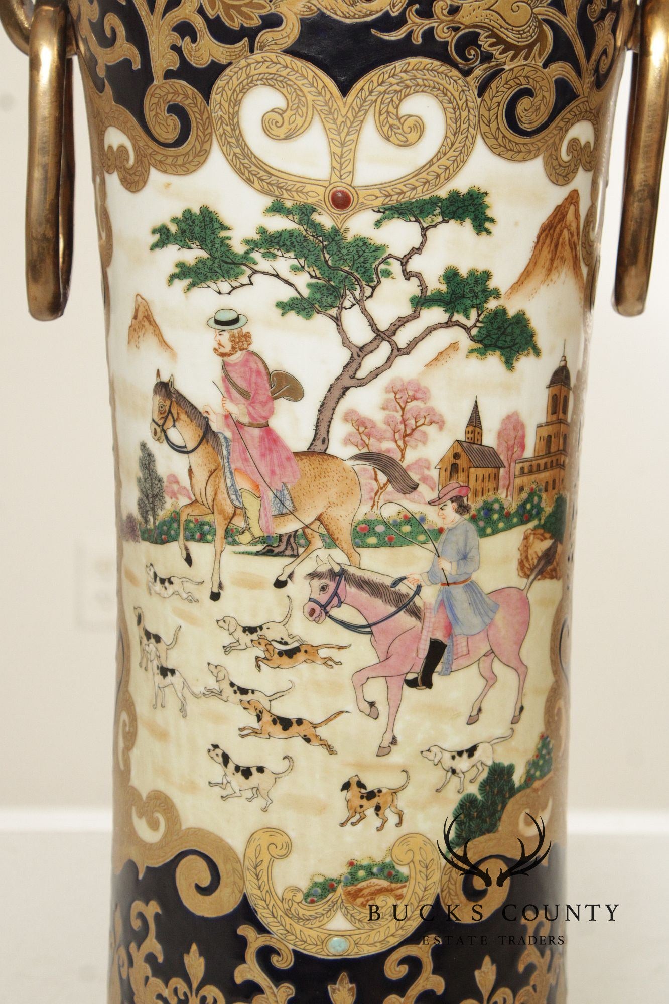Vintage Chinese Pair of Satsuma Floor Vases