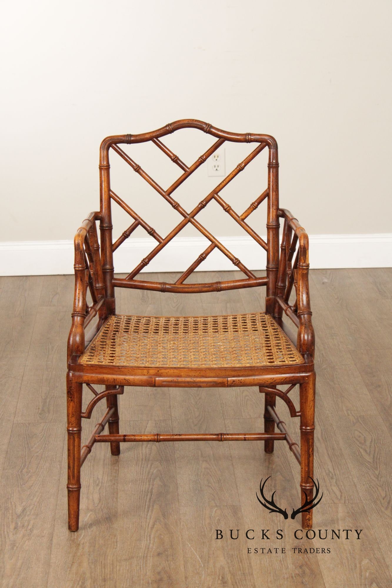 Chinese Chippendale Style Faux Bamboo Armchair