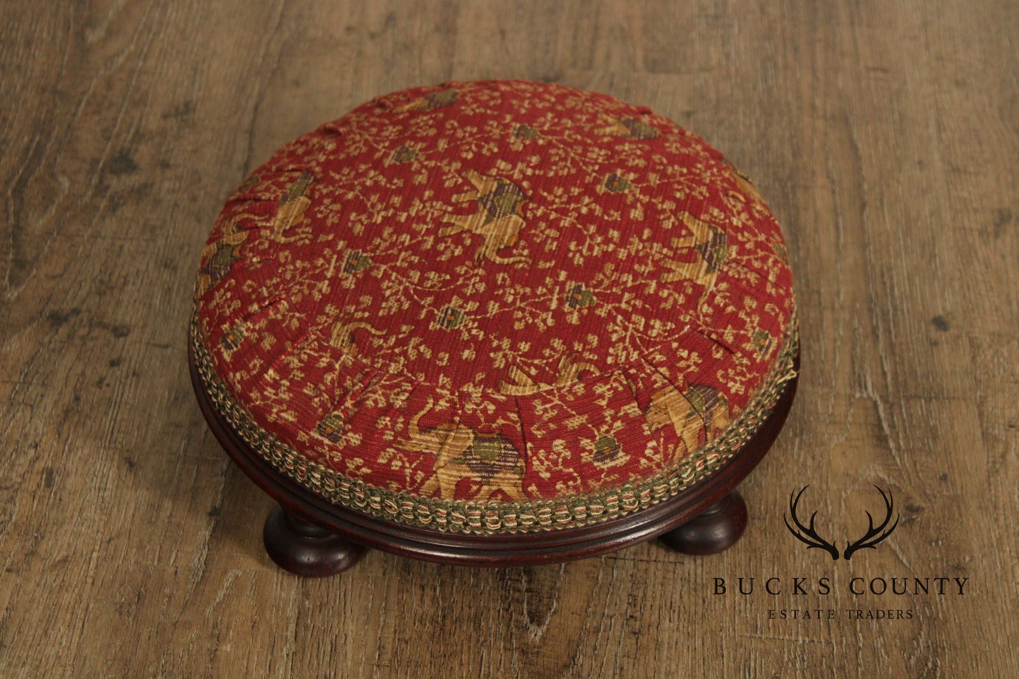 Antique Victorian Low Round Foot Stool