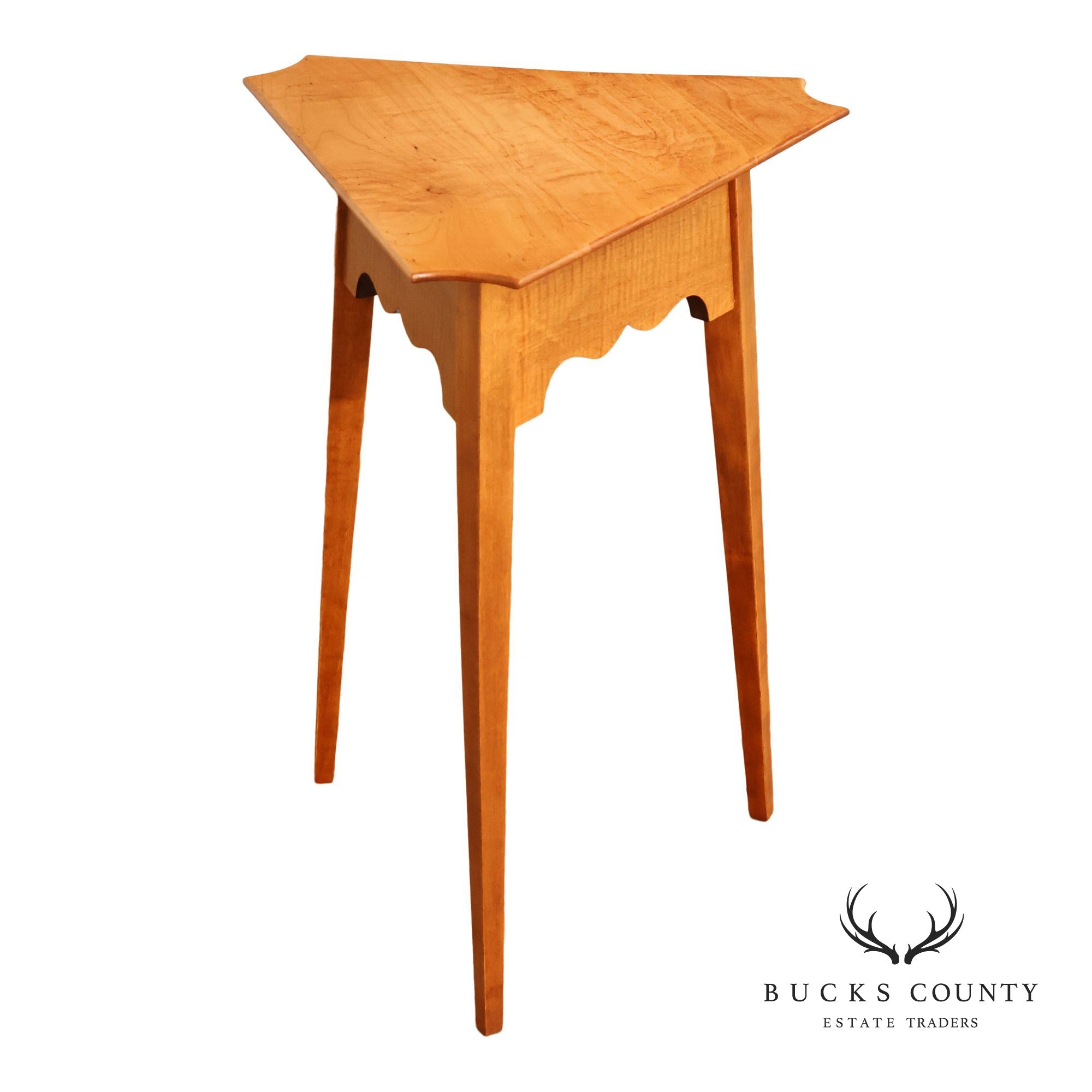 River Bend Ltd. Tiger Maple Triangular Side Table