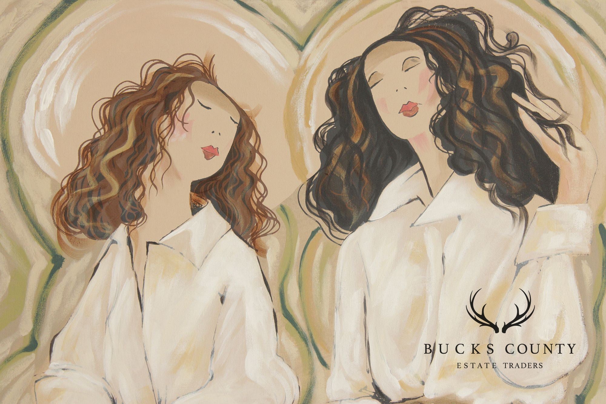 C. Williams Large Framed Oil Painting, White Shirts