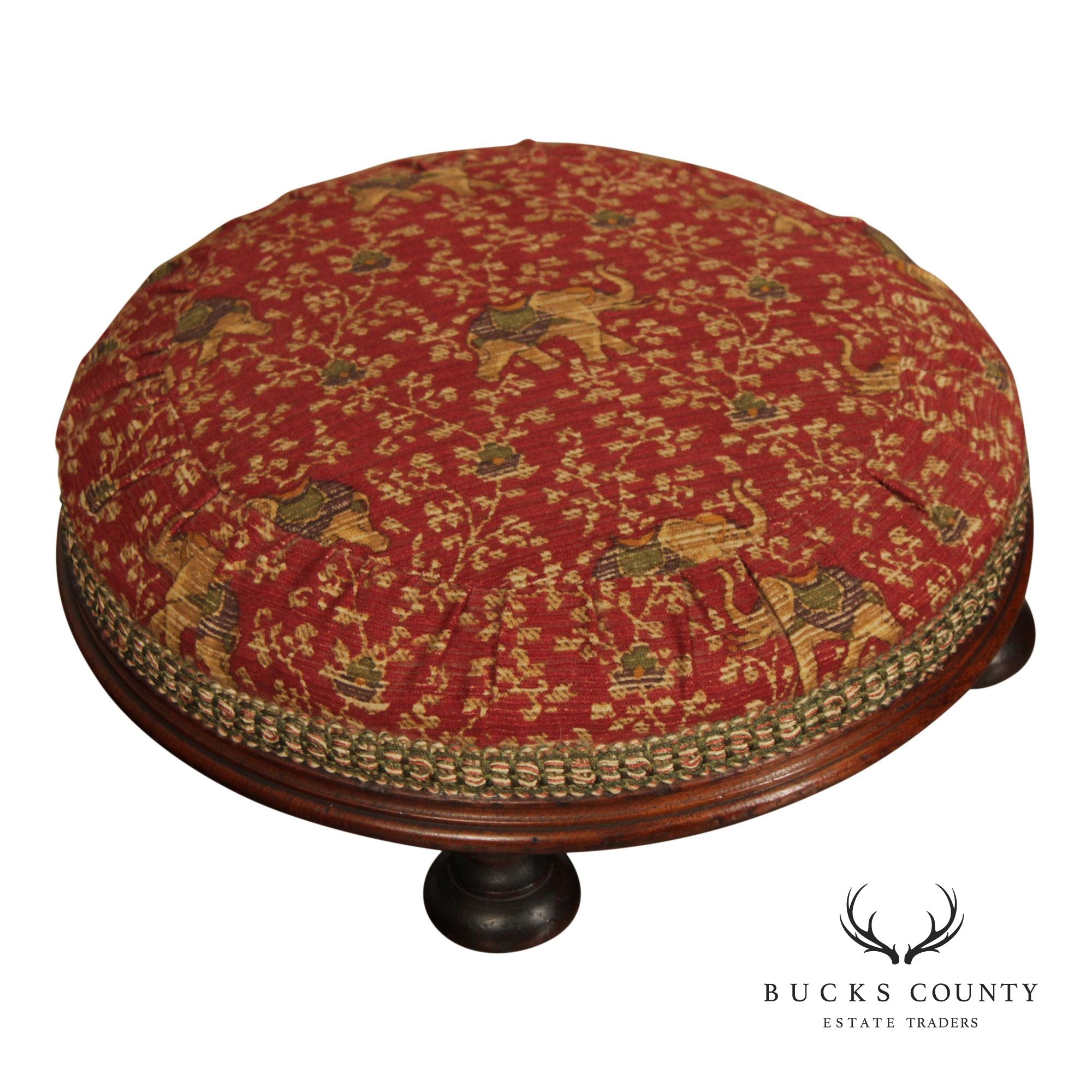 Antique Victorian Low Round Foot Stool