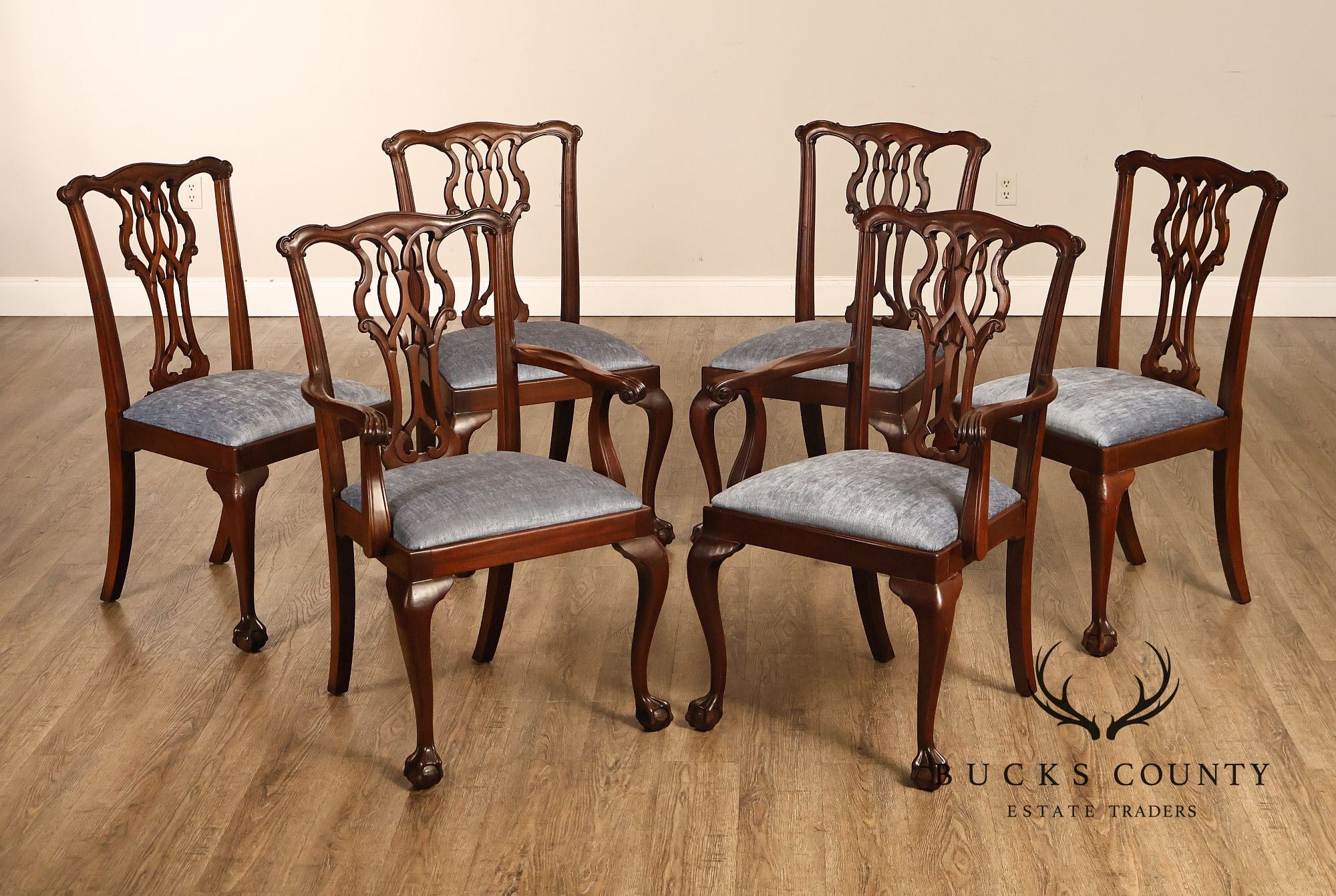 Councill Chippendale Style Vintage Set of Six Mahogany Dining Chairs