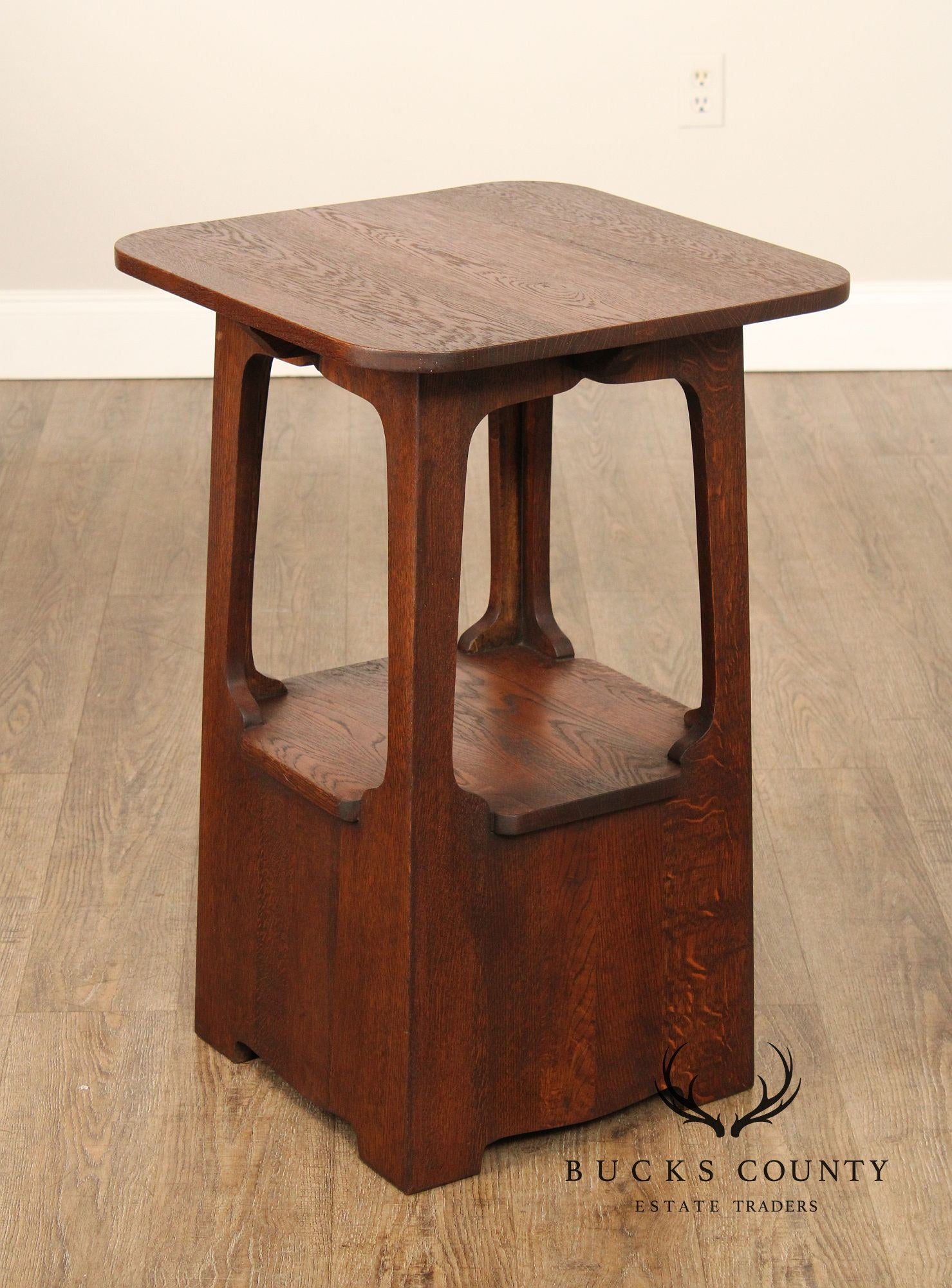 Antique Arts & Crafts Oak Pagoda Tabouret Table