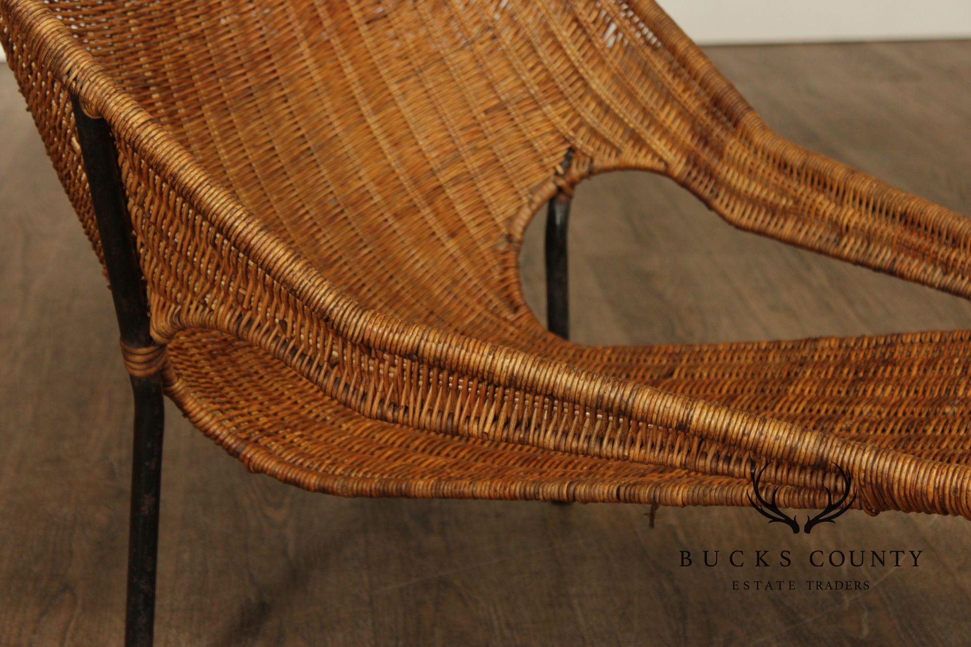Francis Mair Attributed Mid Century Modern Wicker Lounge Chair