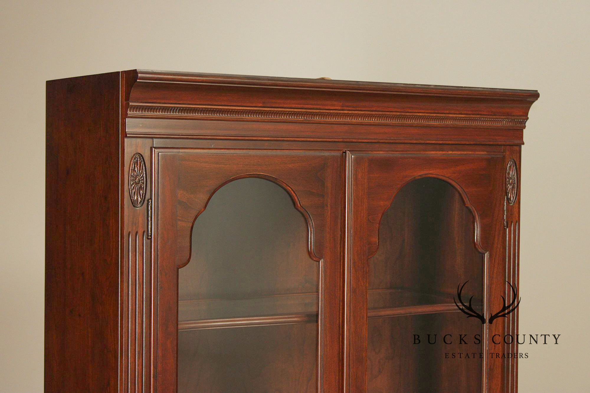 Ethan Allen Georgian Style Cherry Lighted Bookcase