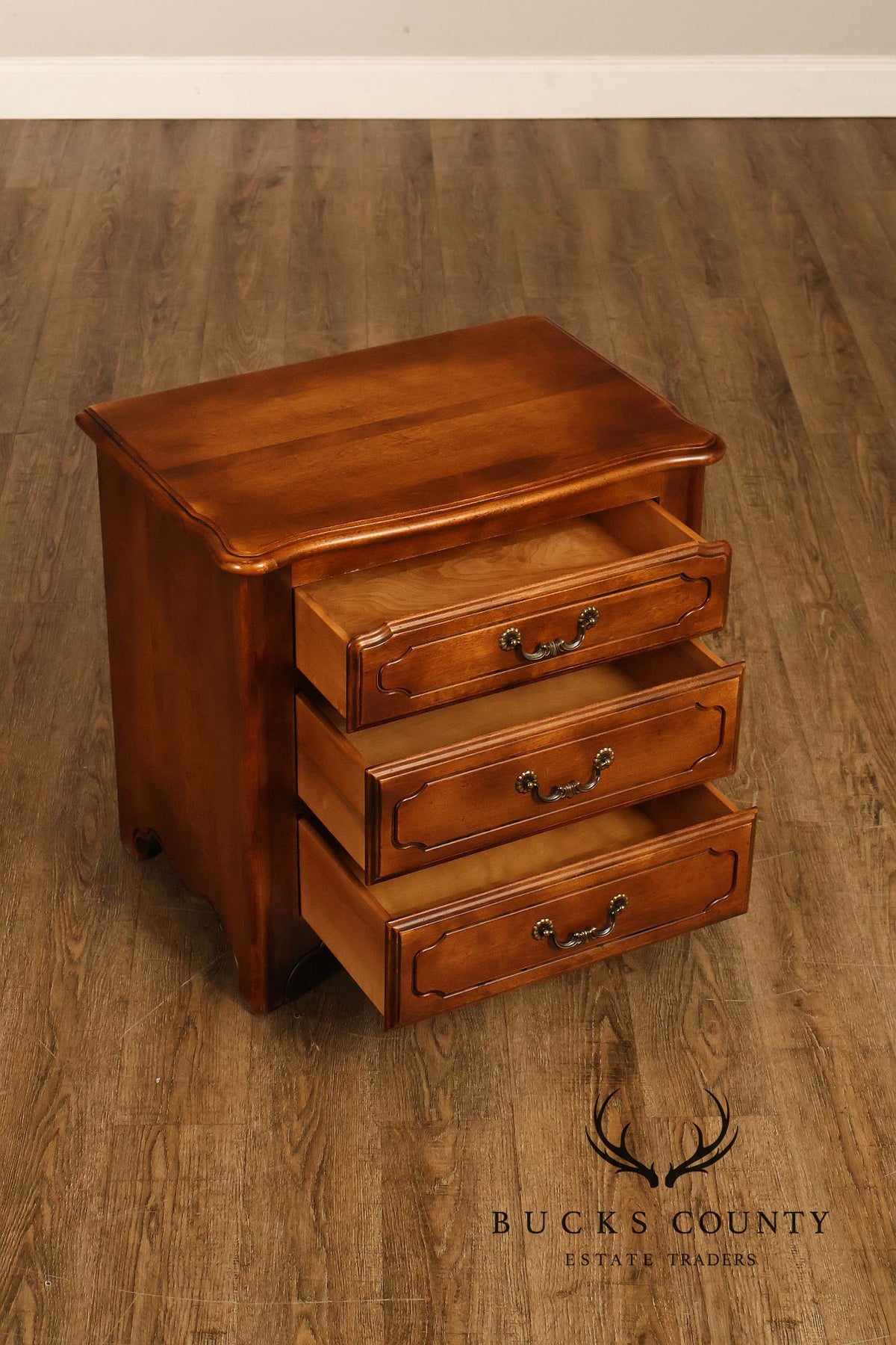 Ethan Allen Pair Of County French Collection Three Drawer Nightstands