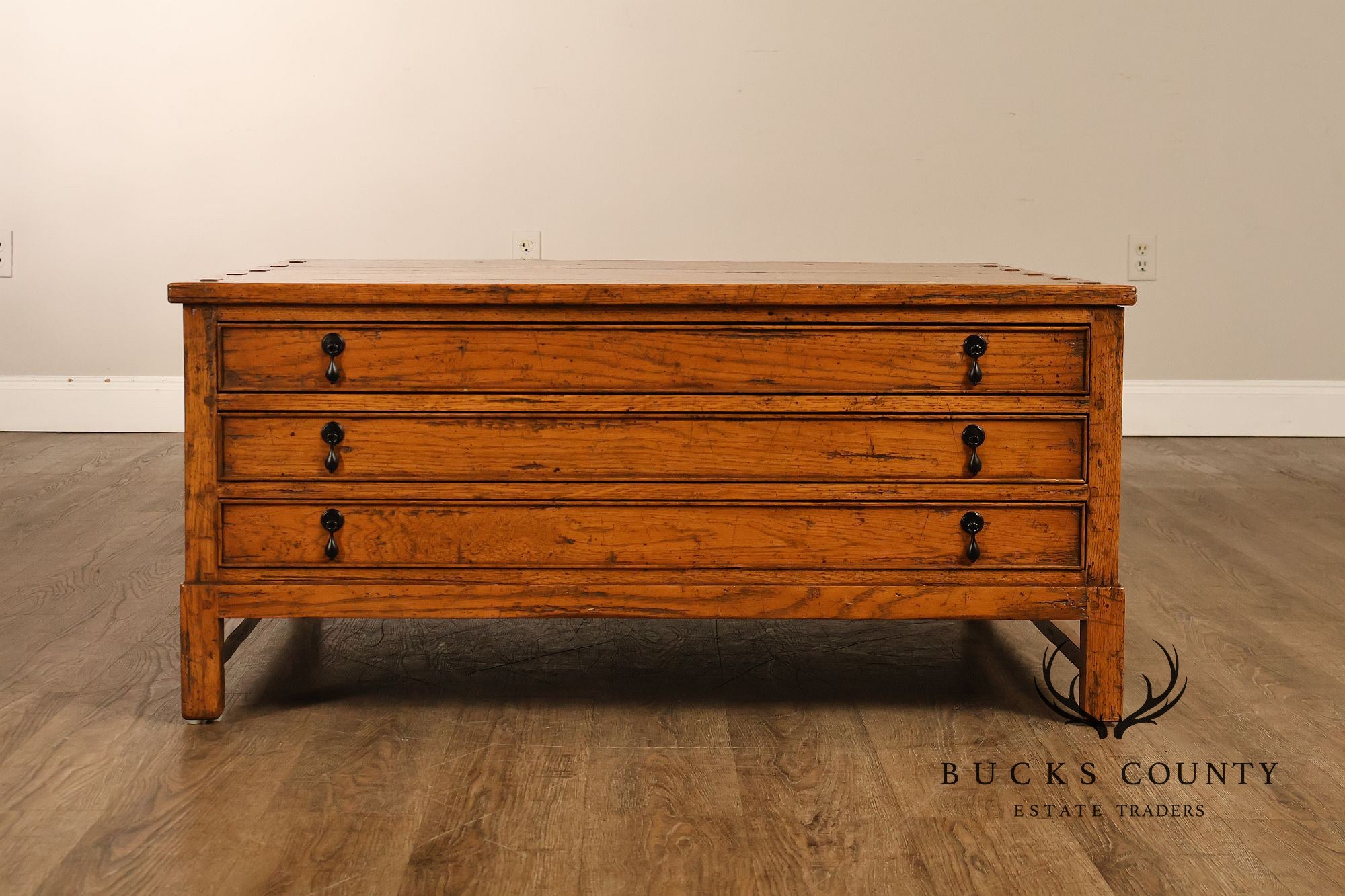 Guy Chaddock Antiqued Oak Storage Coffee Table