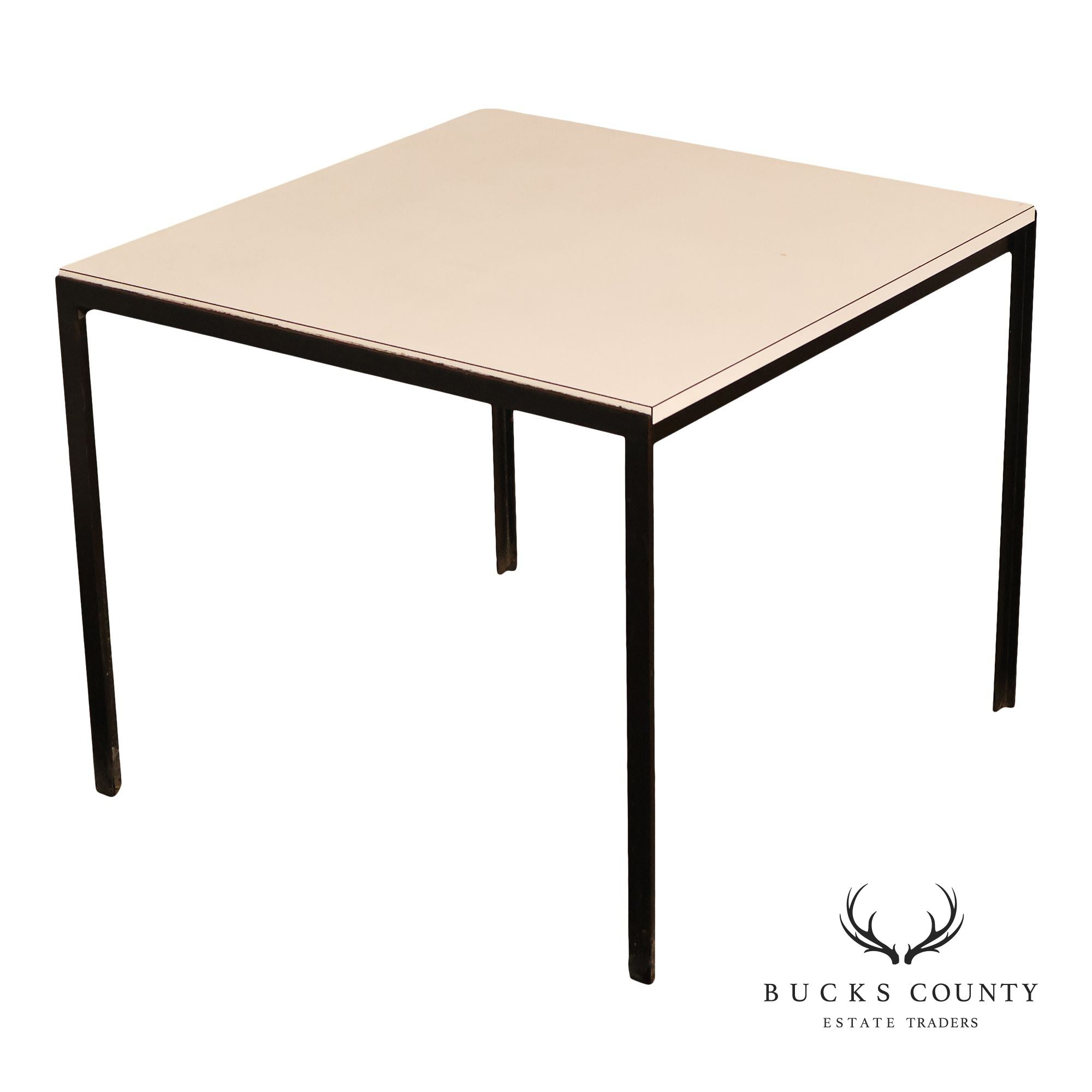 Vintage Knoll Associates Mid Century Modern White Laminate And Black Metal Dining Table