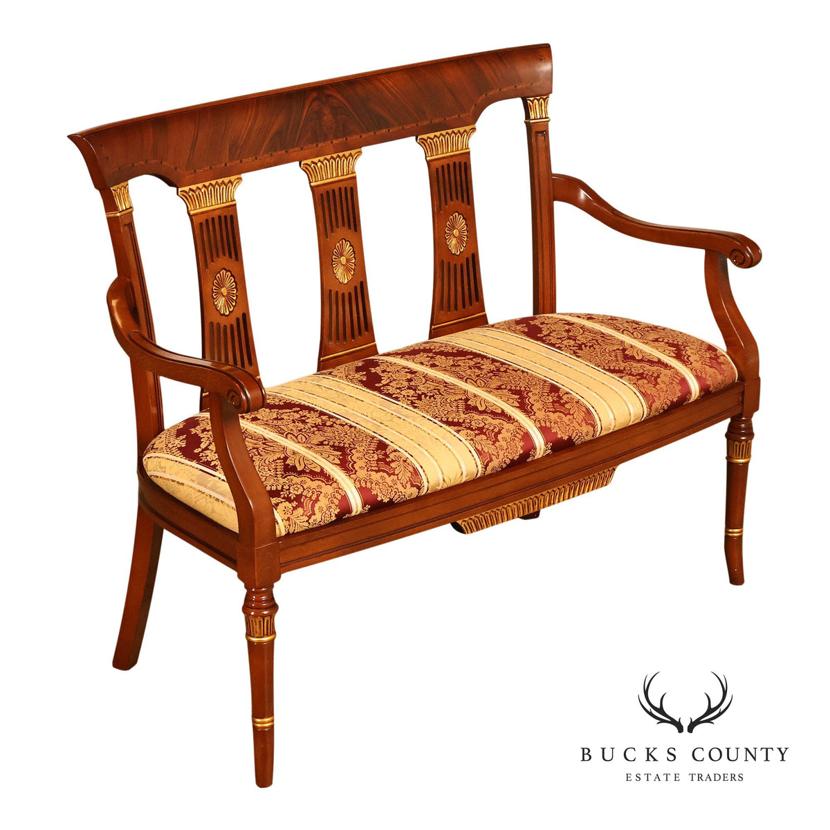 Neoclassical Style Mahogany And Gilt Upholstered Settee