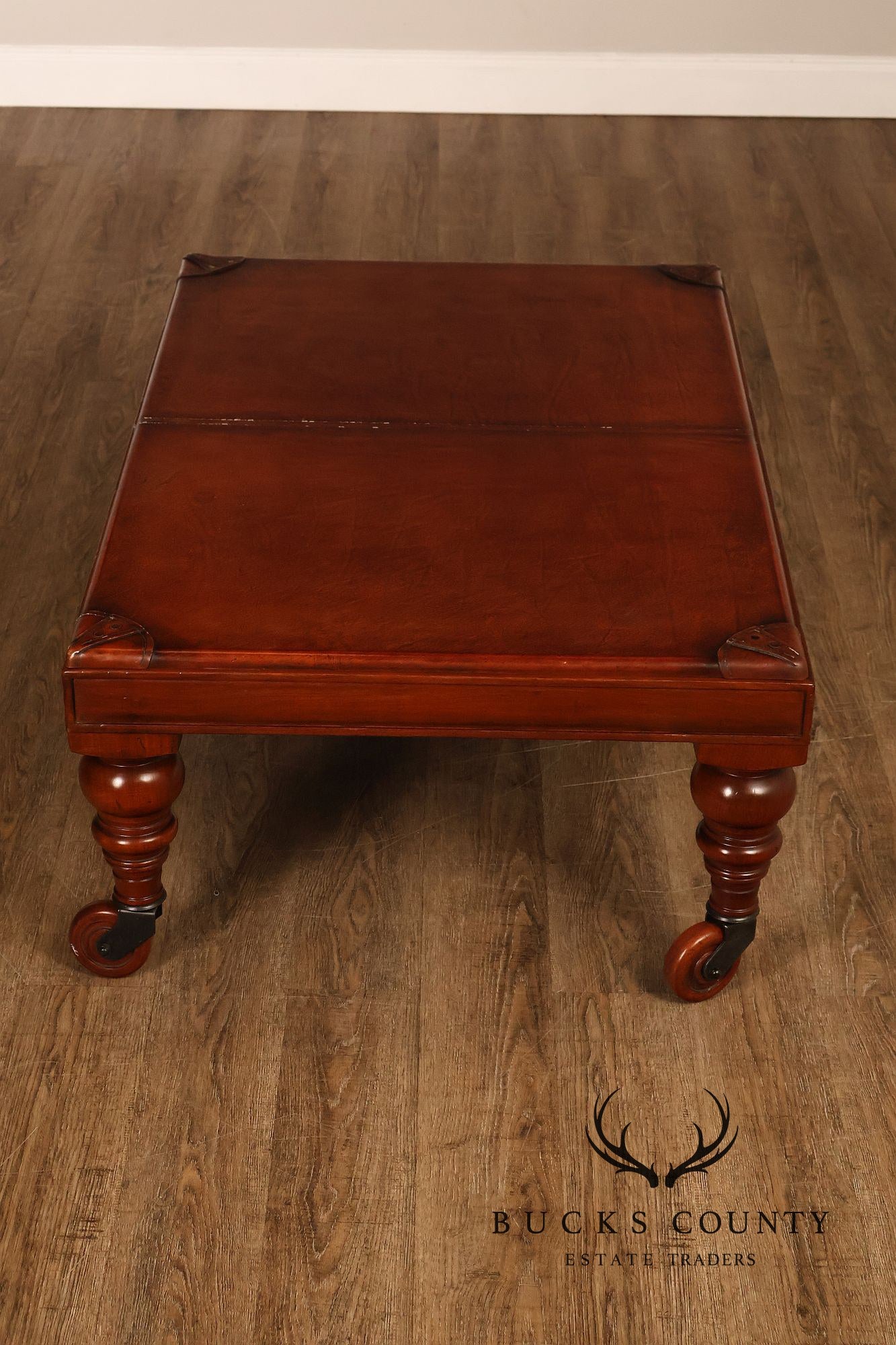 South Cone Company Traditional LeatherTop Coffee Table On Casters