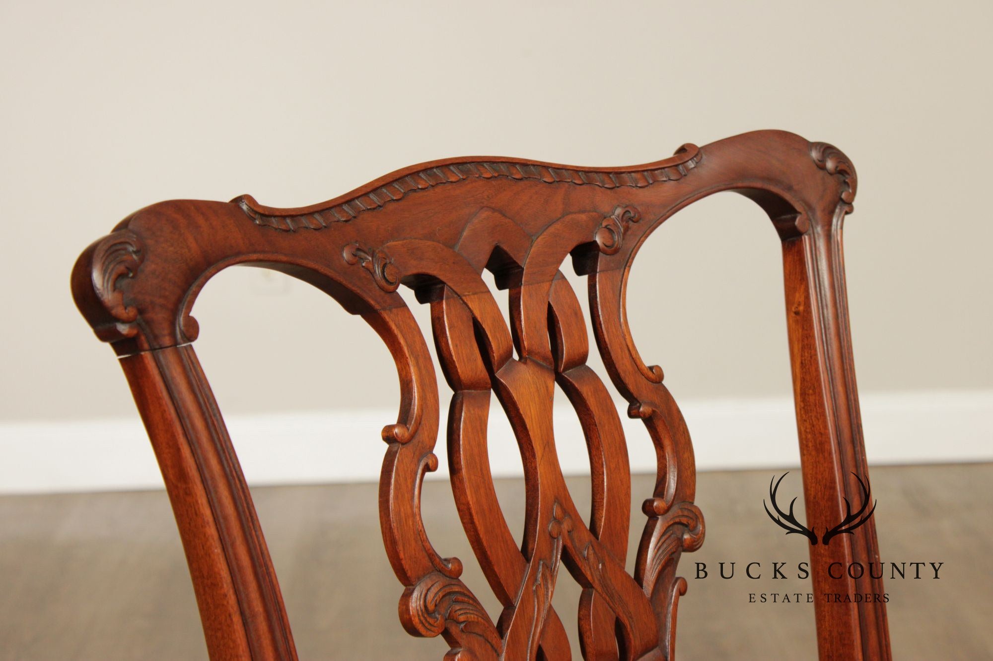 Baker Furniture Chippendale Style Set of Five Mahogany Dining Chairs