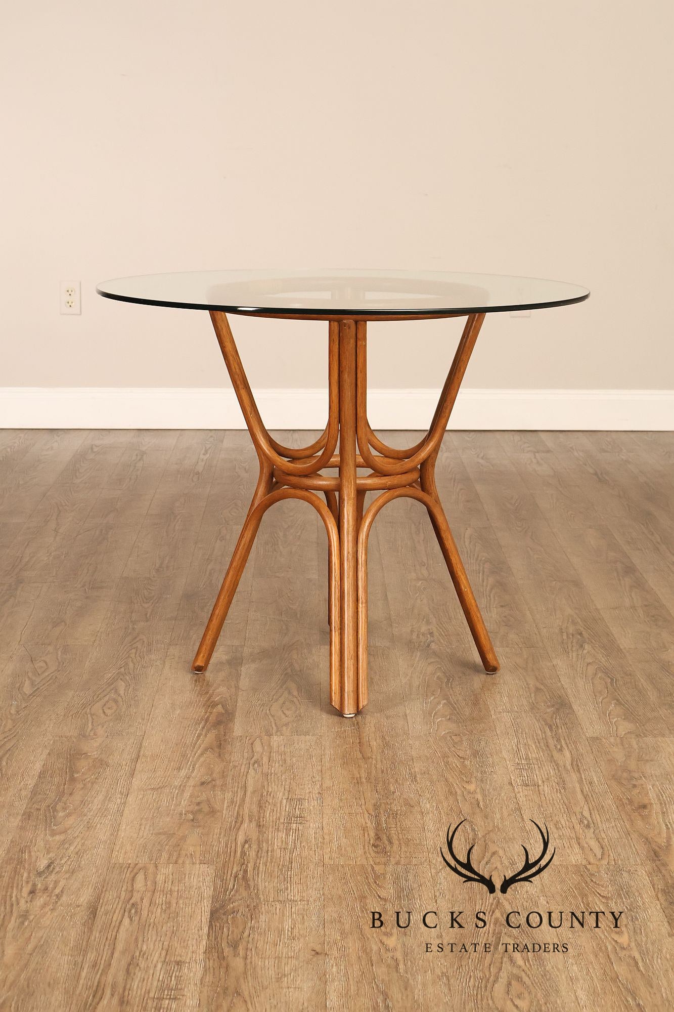 Boho Chic Round Glass Top Rattan Bistro Table