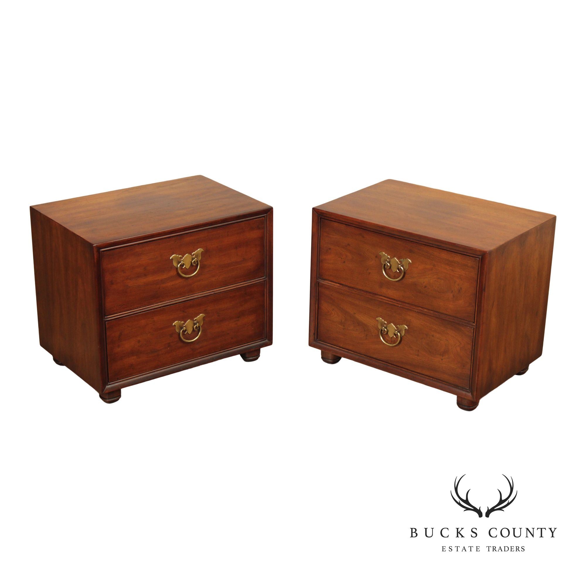 Henredon Chinoiserie Style Mahogany Nightstands