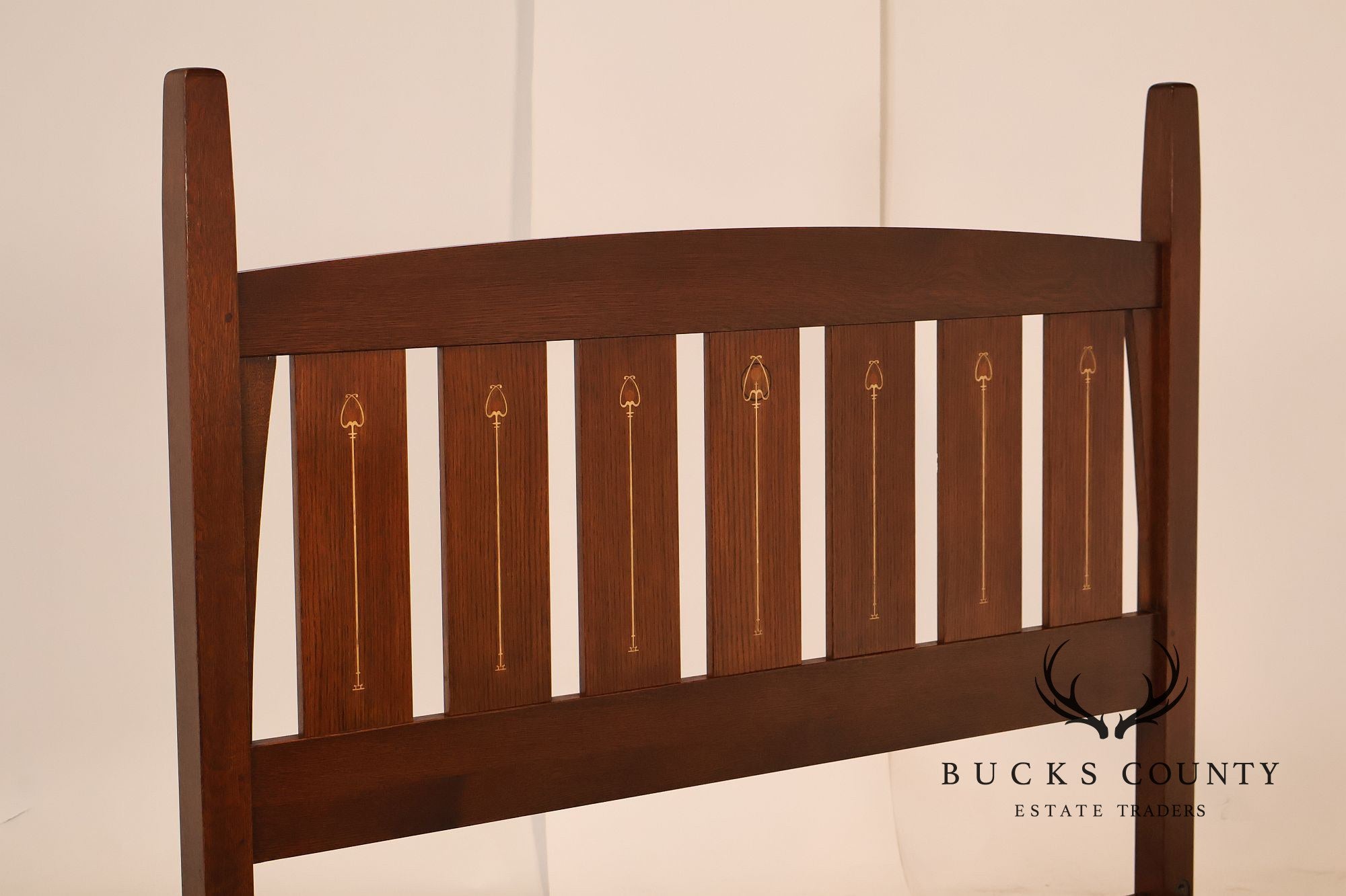 Stickley Harvey Ellis Inlaid Oak Queen Bed